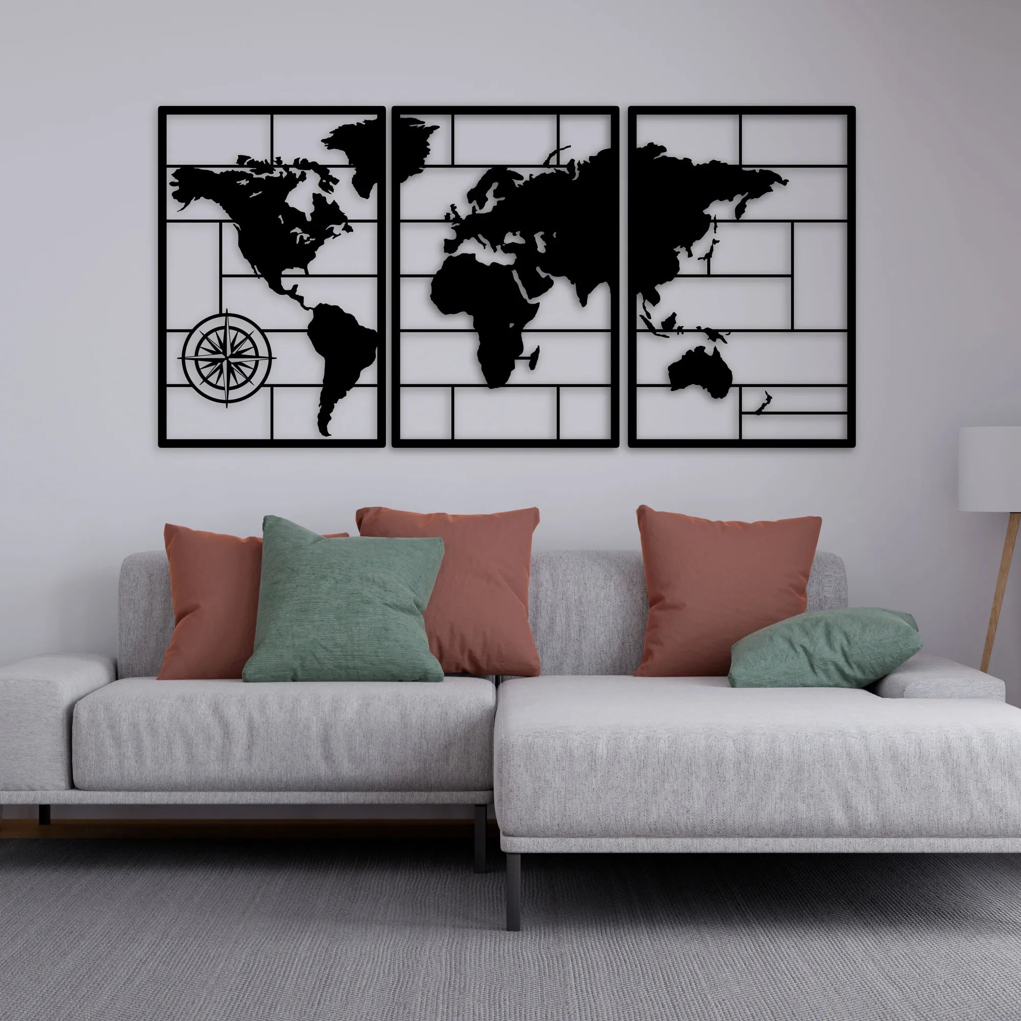 Décoration murale en métal - Carte du monde