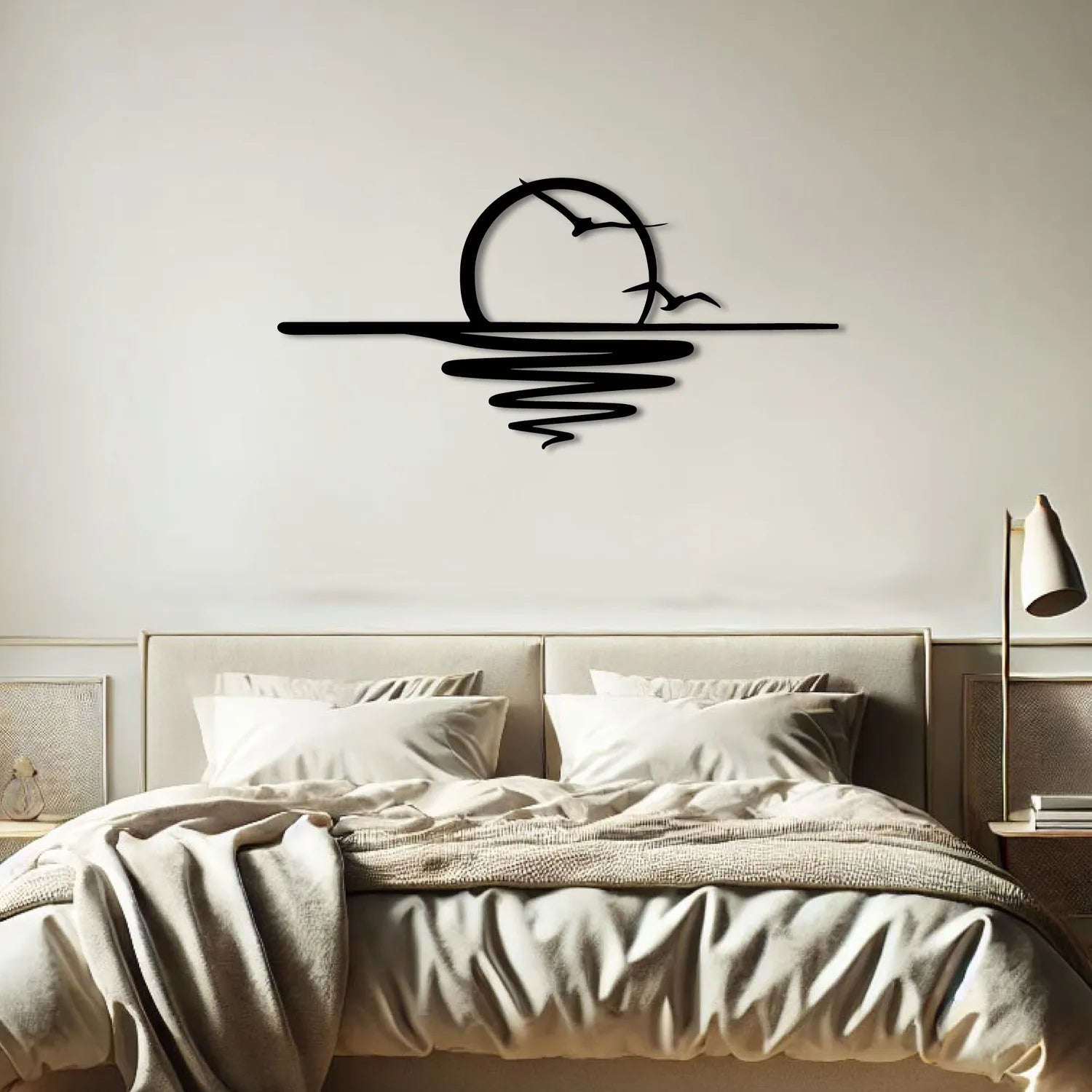 Décoration murale en métal noir - Coucher du soleil