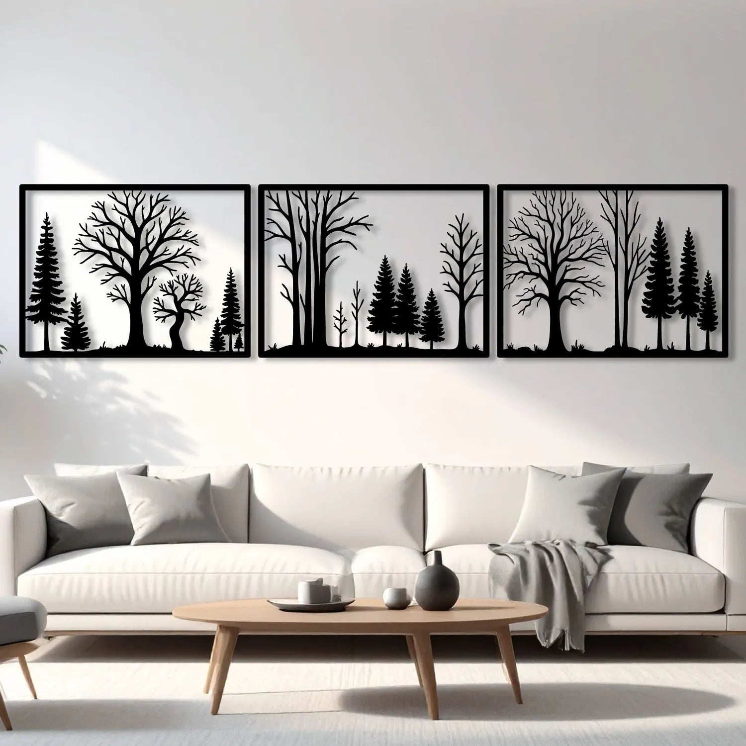 Décoration murale en métal - Forêt triptyque