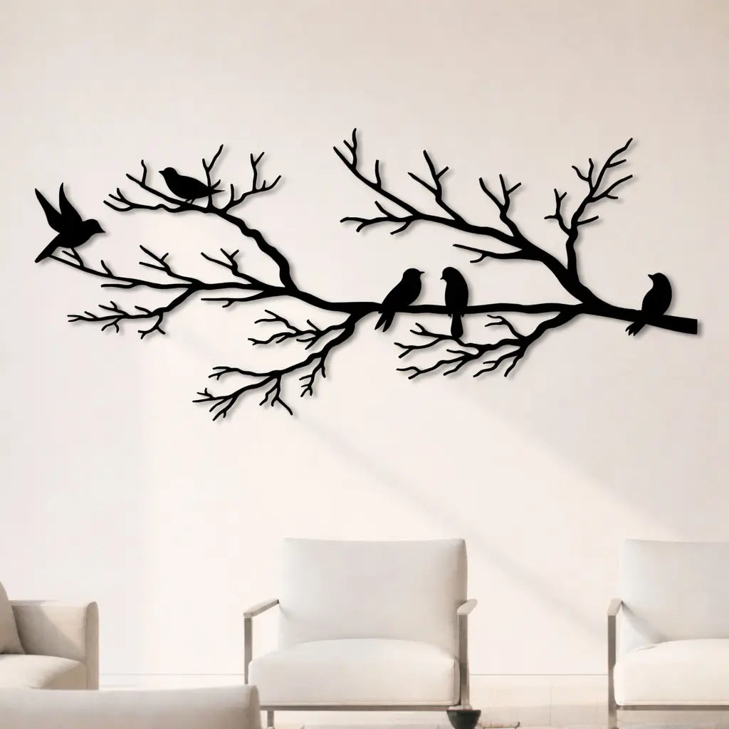 Décoration murale en métal - Oiseaux sur branche
