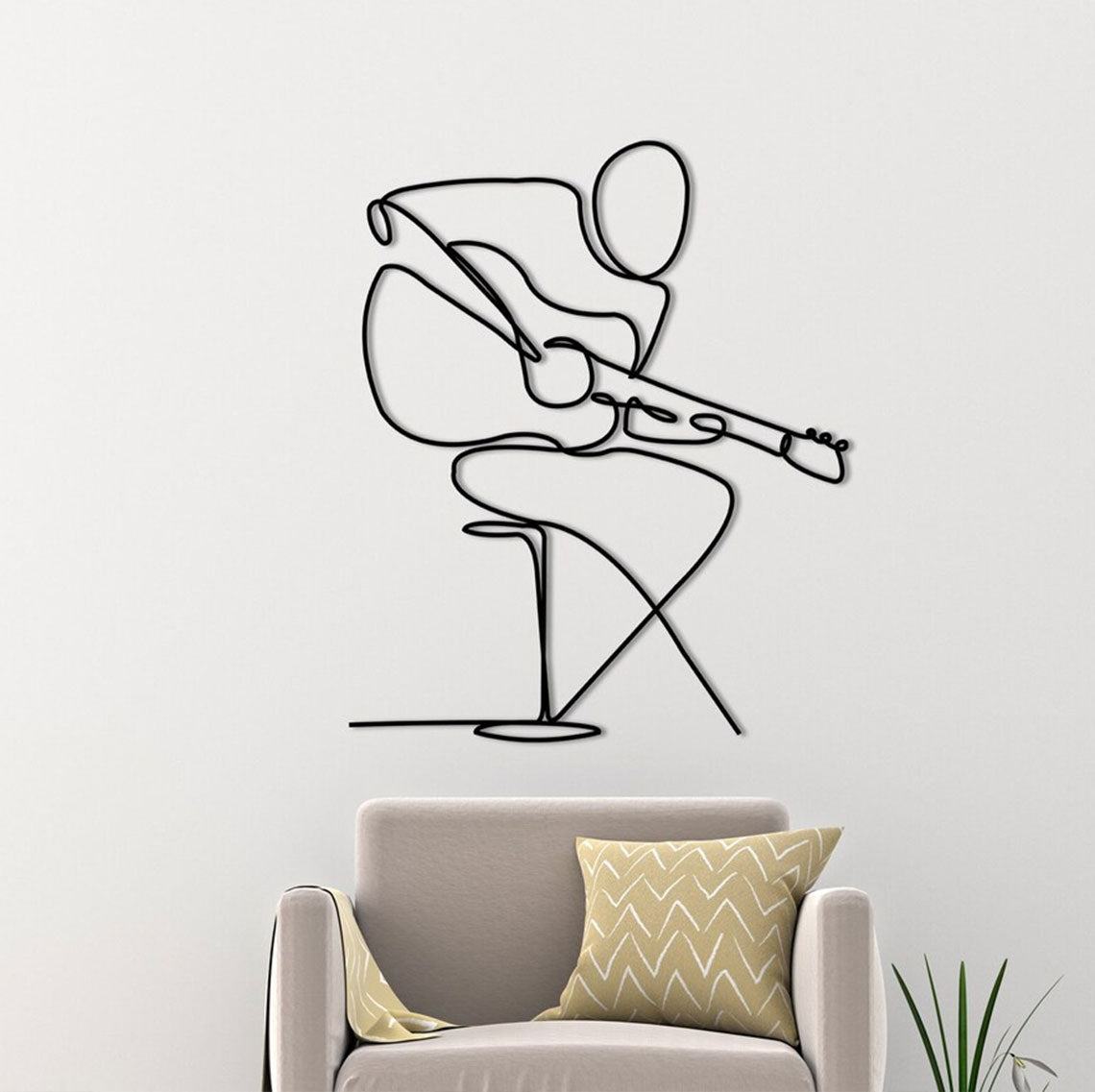 Décoration Murale en Métal - Guitariste