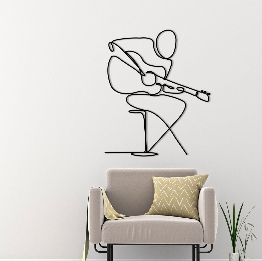 Décoration Murale en Métal - Guitariste