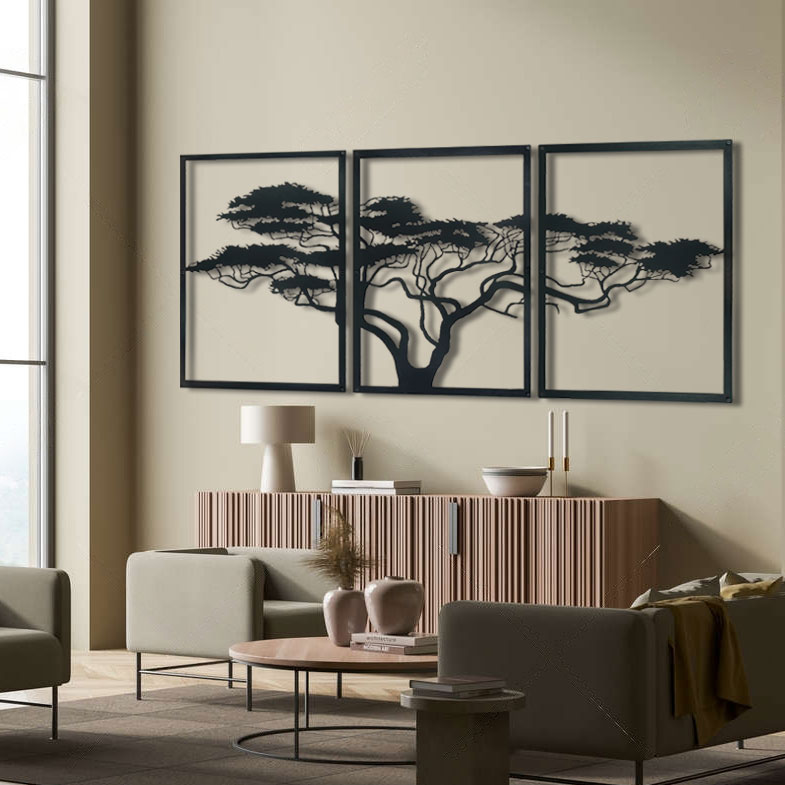 Décoration Murale en Métal - Arbre africain