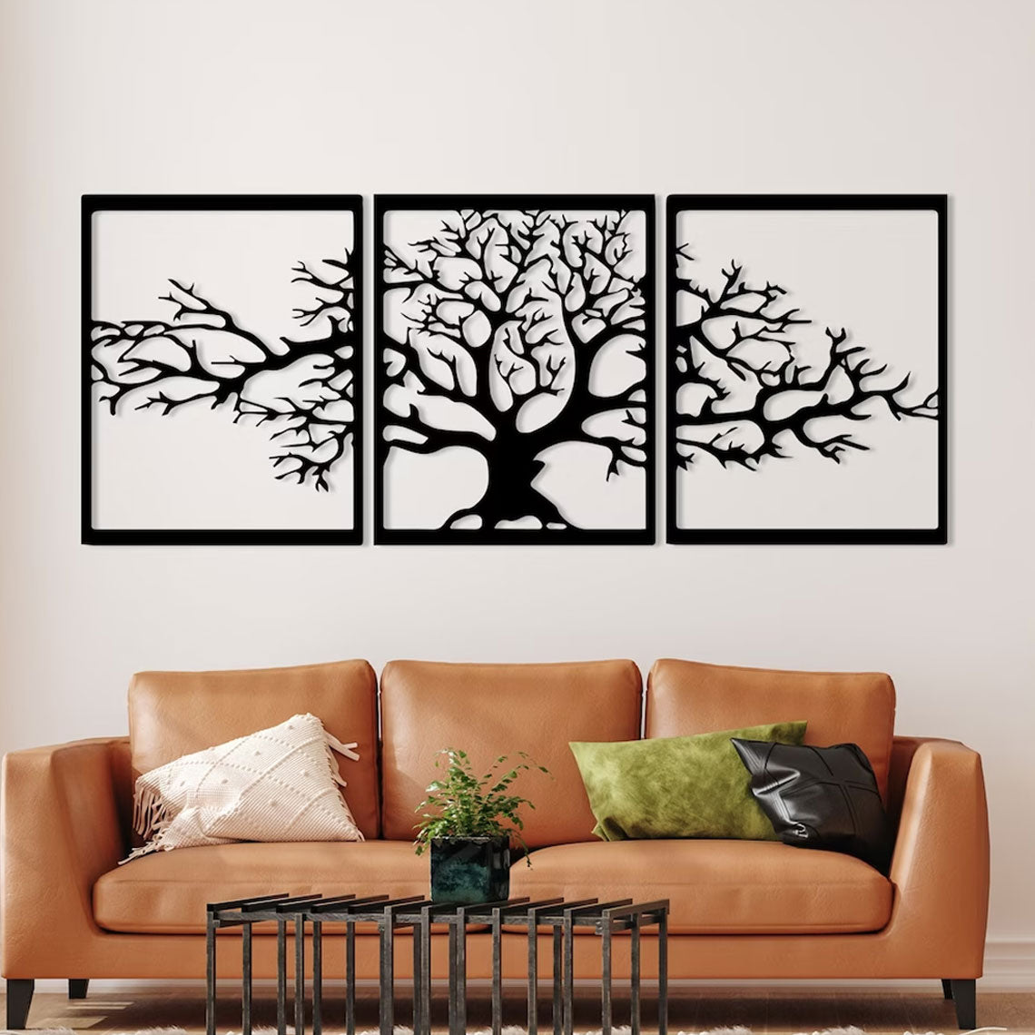 Décoration murale en métal moderne - Triptyque Arbre De Vie (P01)