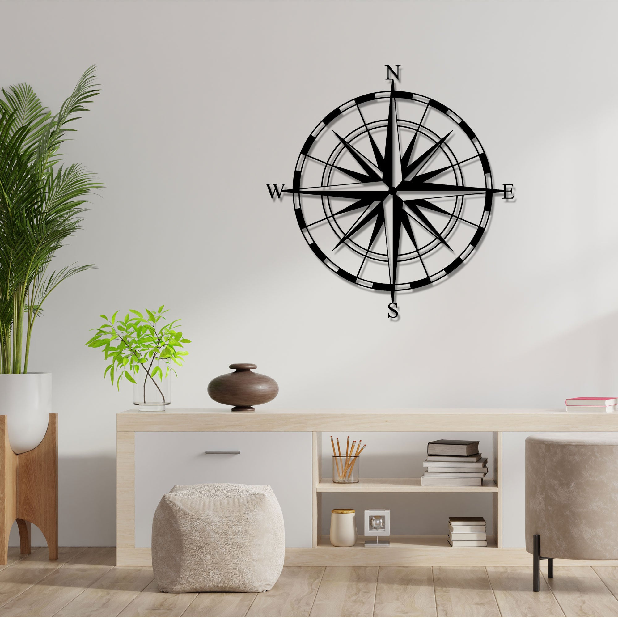 Decoración de Pared de Metal - Brújula