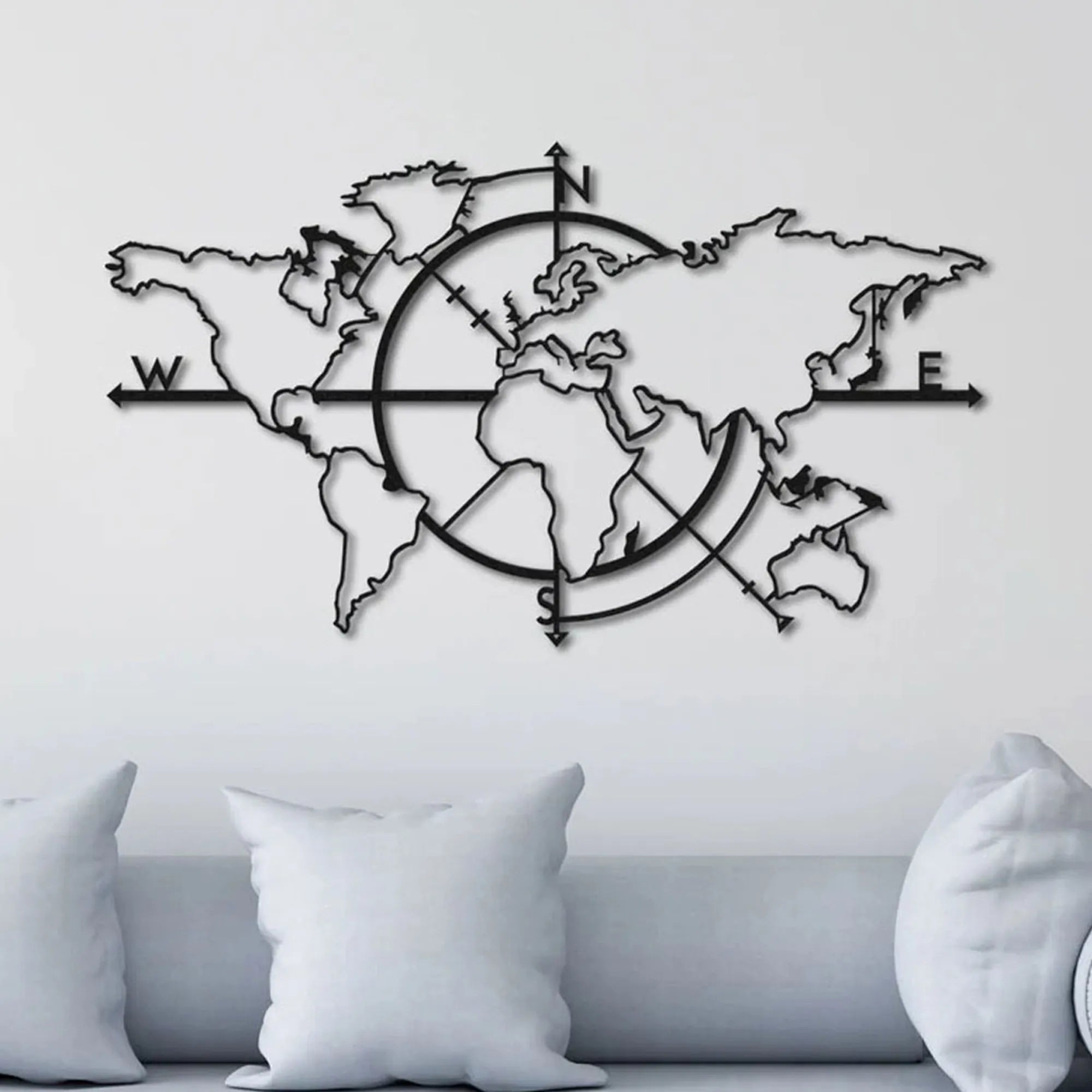 Décoration murale en métal - Carte du monde