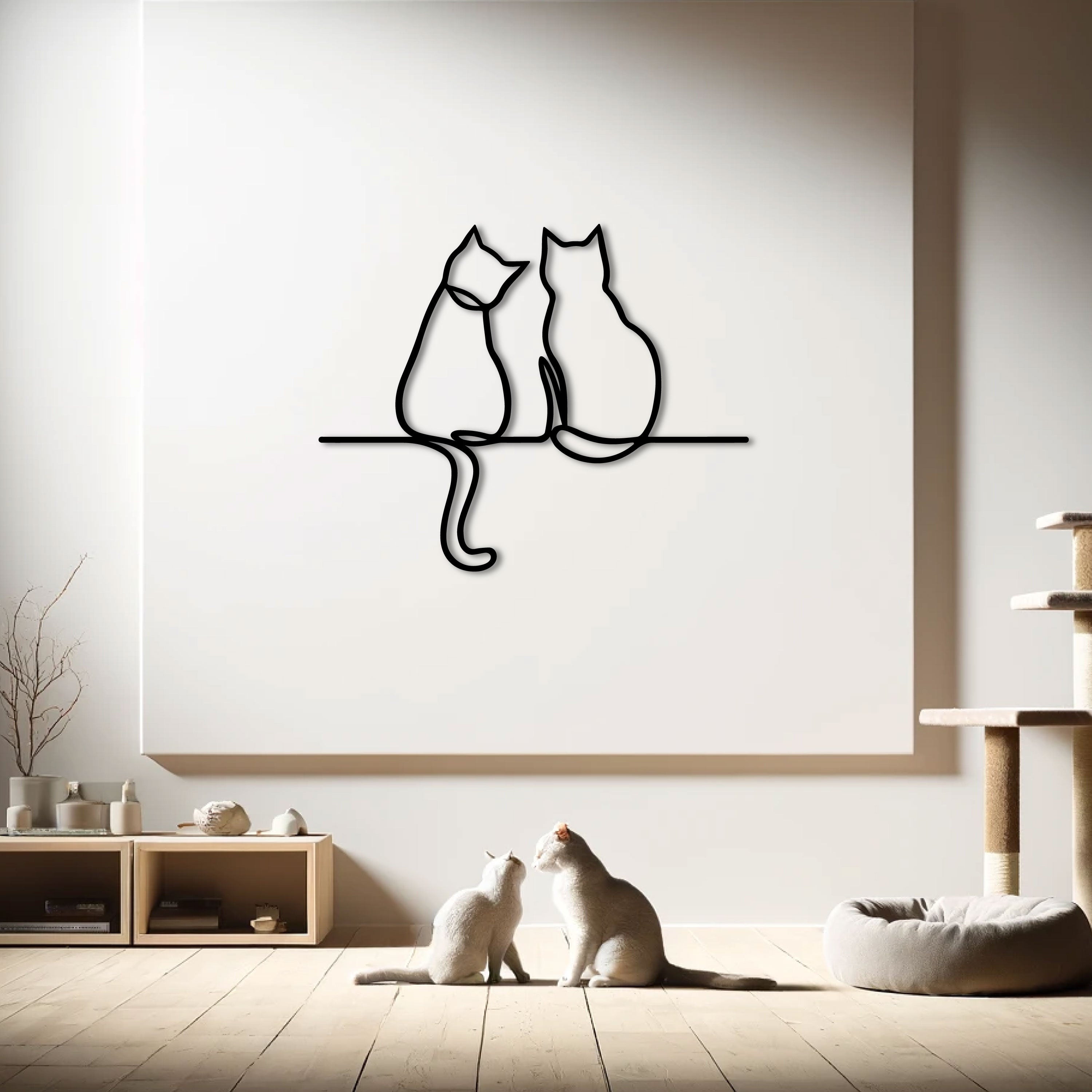 Décoration Murale en Métal - Conte de Deux Chats