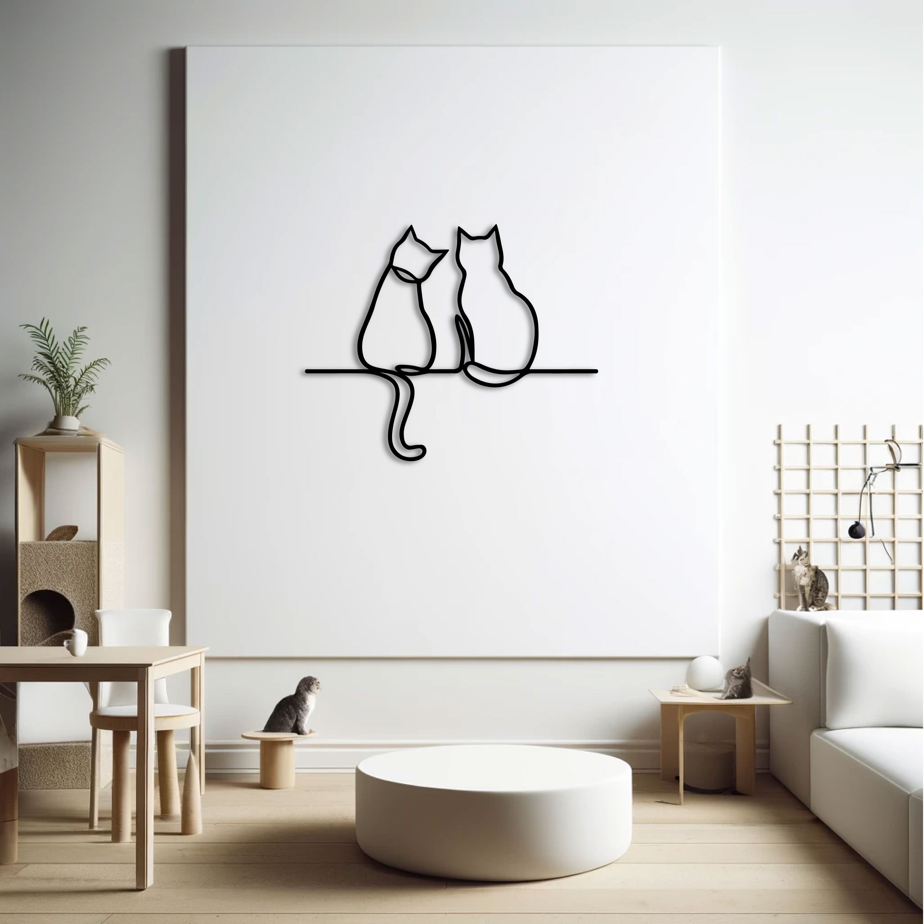 Décoration Murale en Métal - Conte de Deux Chats
