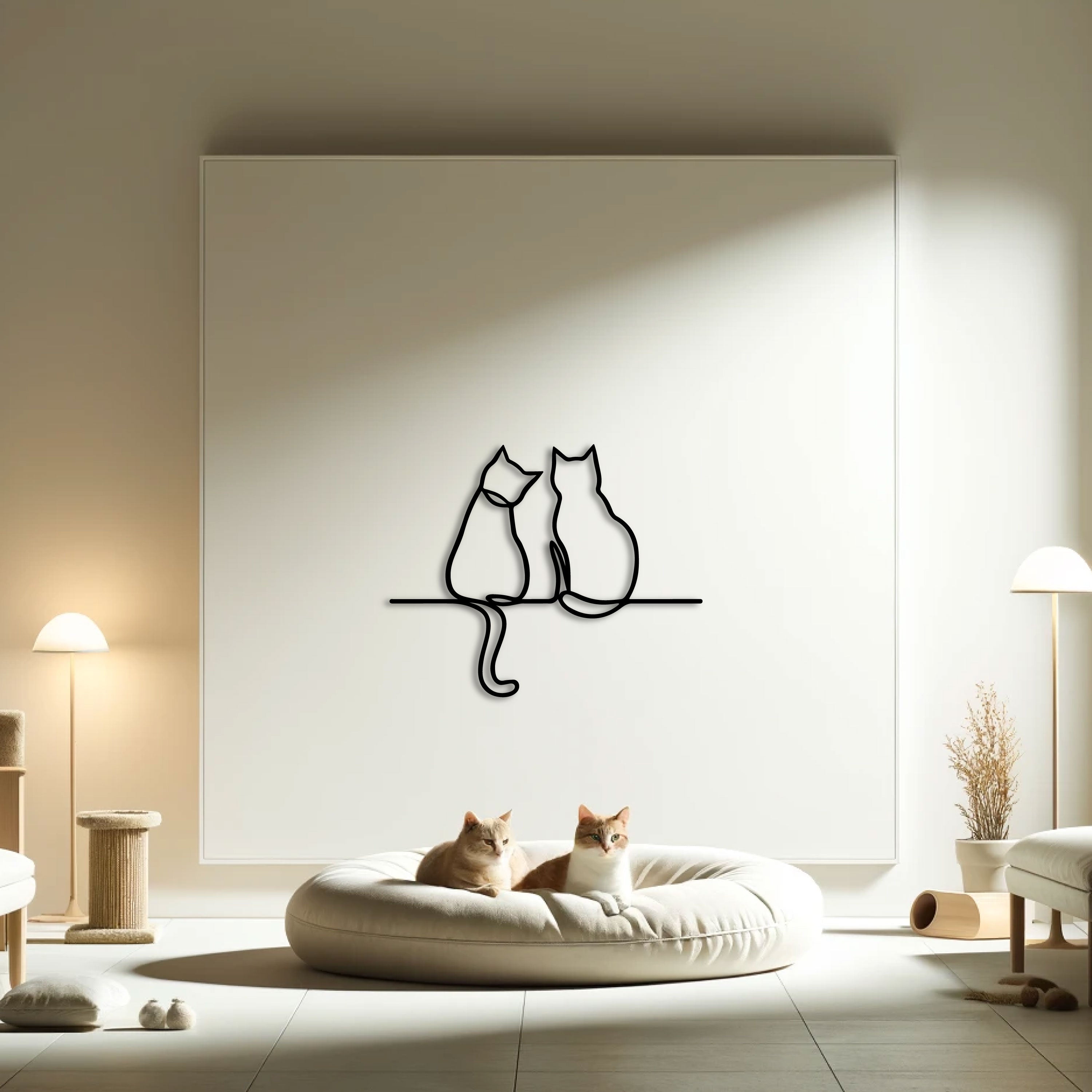 Décoration Murale en Métal - Conte de Deux Chats
