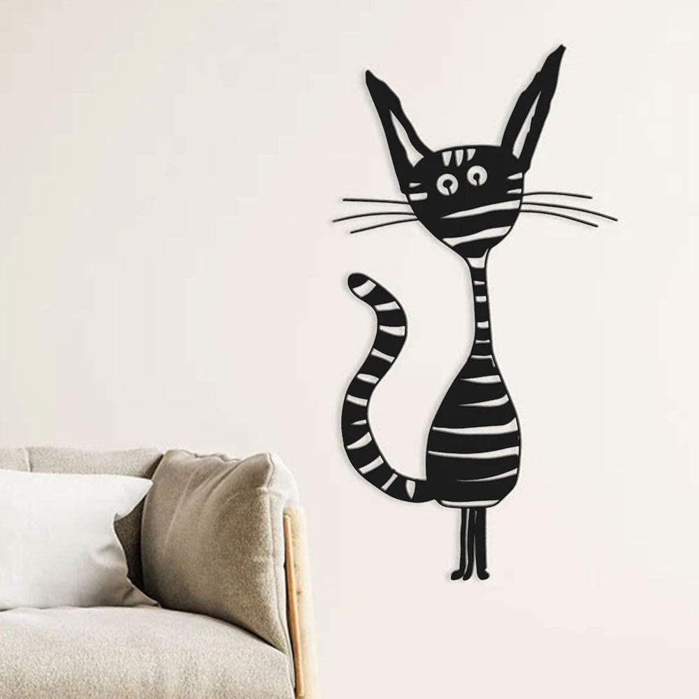 Décoration Murale en Métal - Chat joyeux