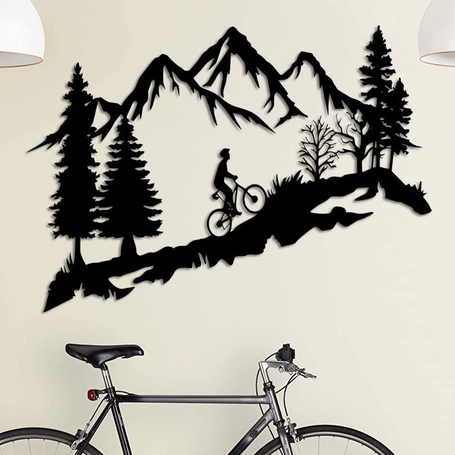 Metalen Muurdecoratie - Fietser