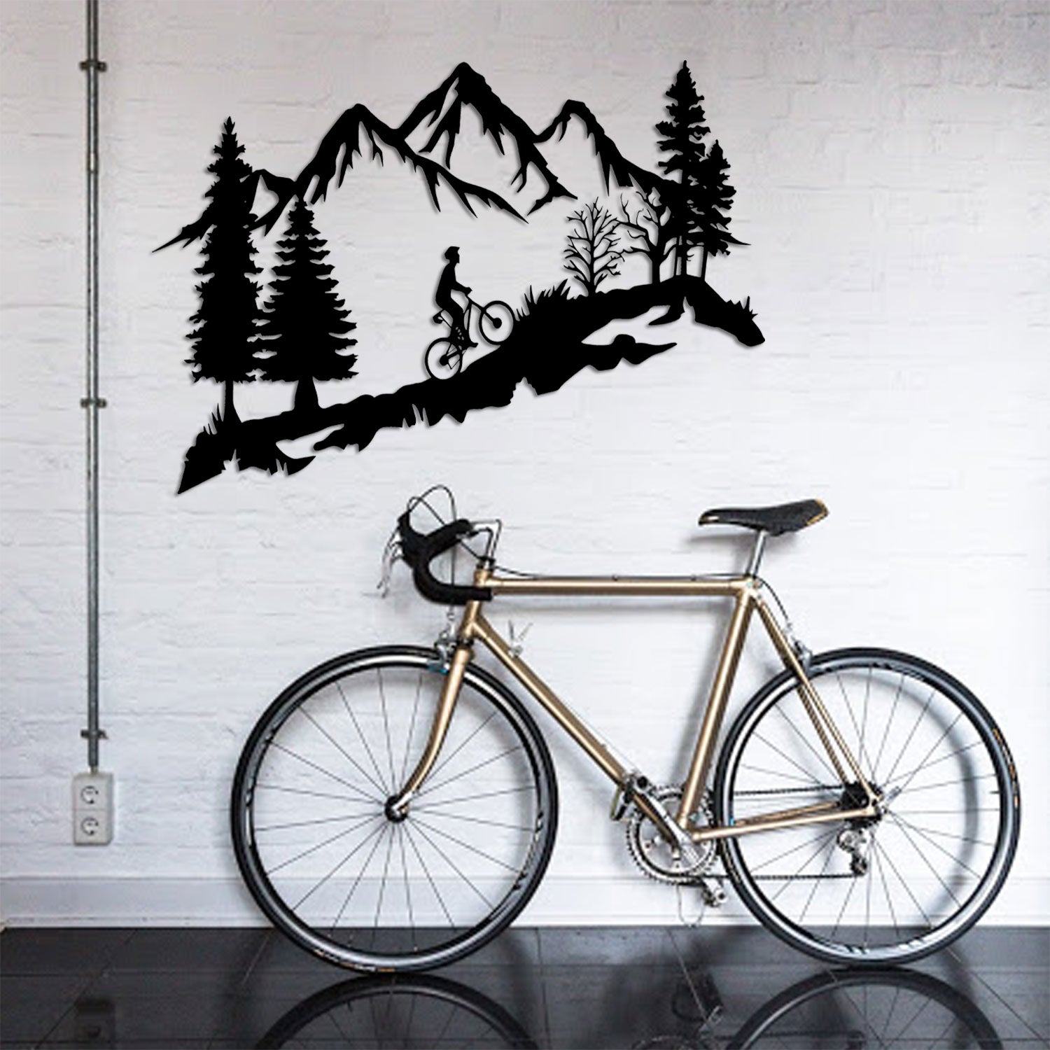 Metalen Muurdecoratie - Fietser