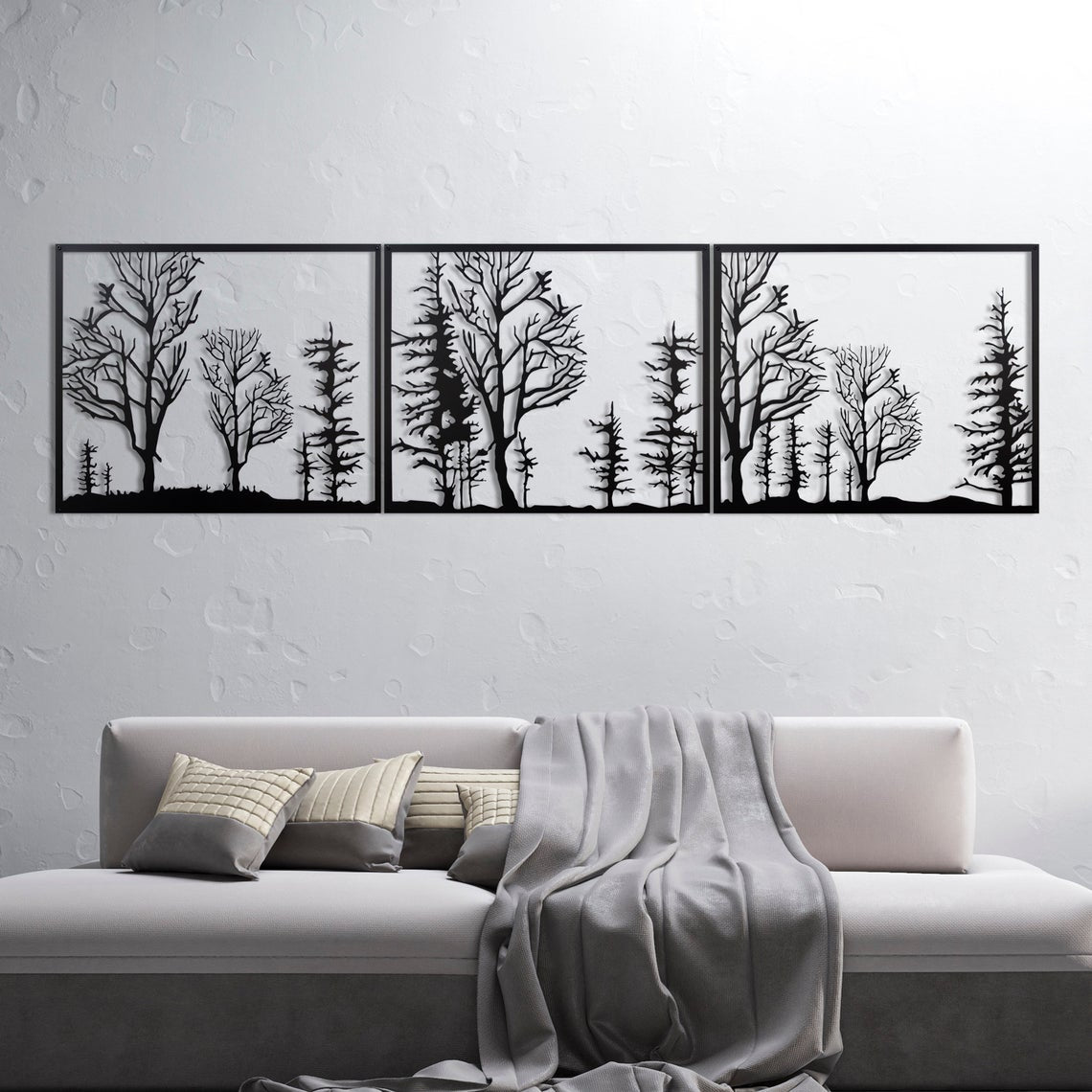 Décoration Murale en Métal - Triptyque Forêt (V.01)