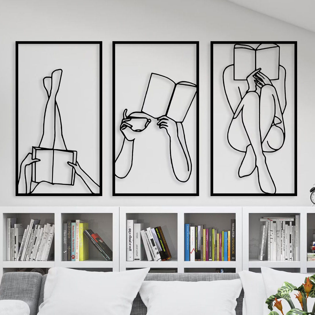 Décoration Murale en Métal - Triptyque passionné de livre