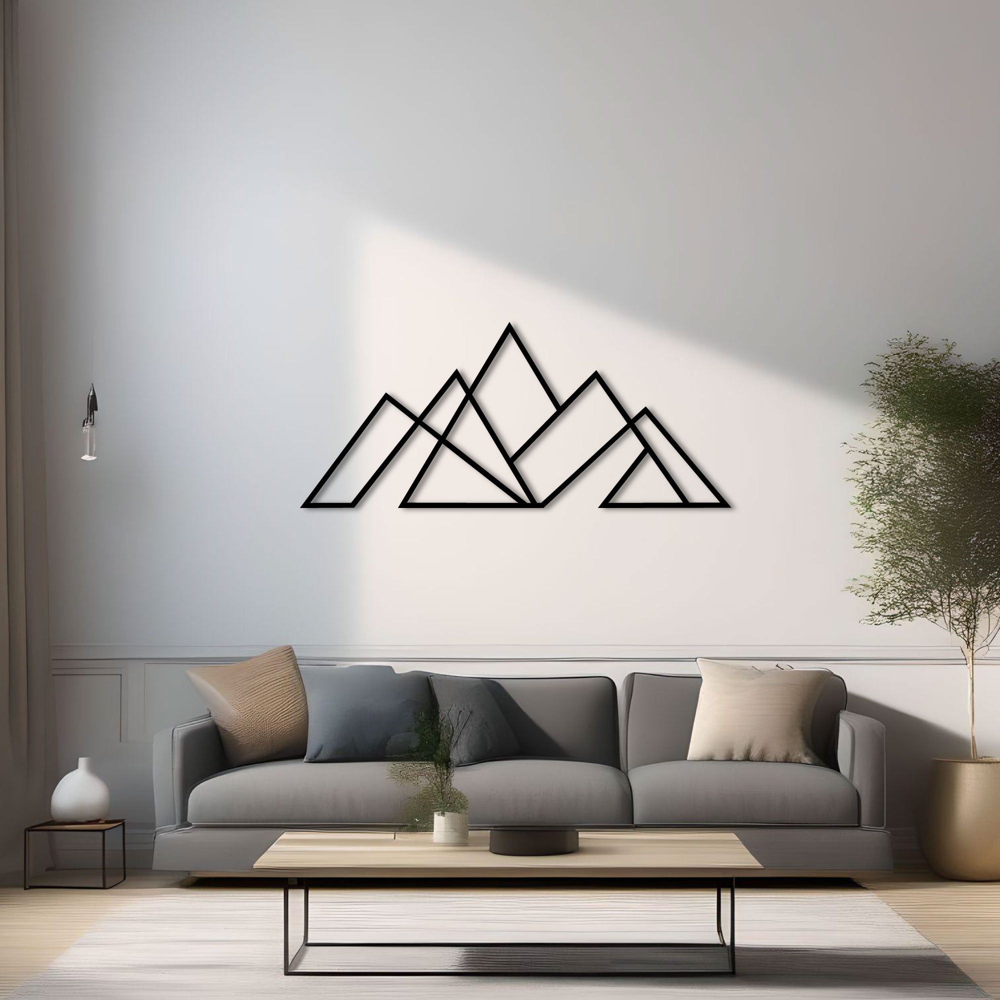 Décoration Murale en Métal - Montagne Minimaliste