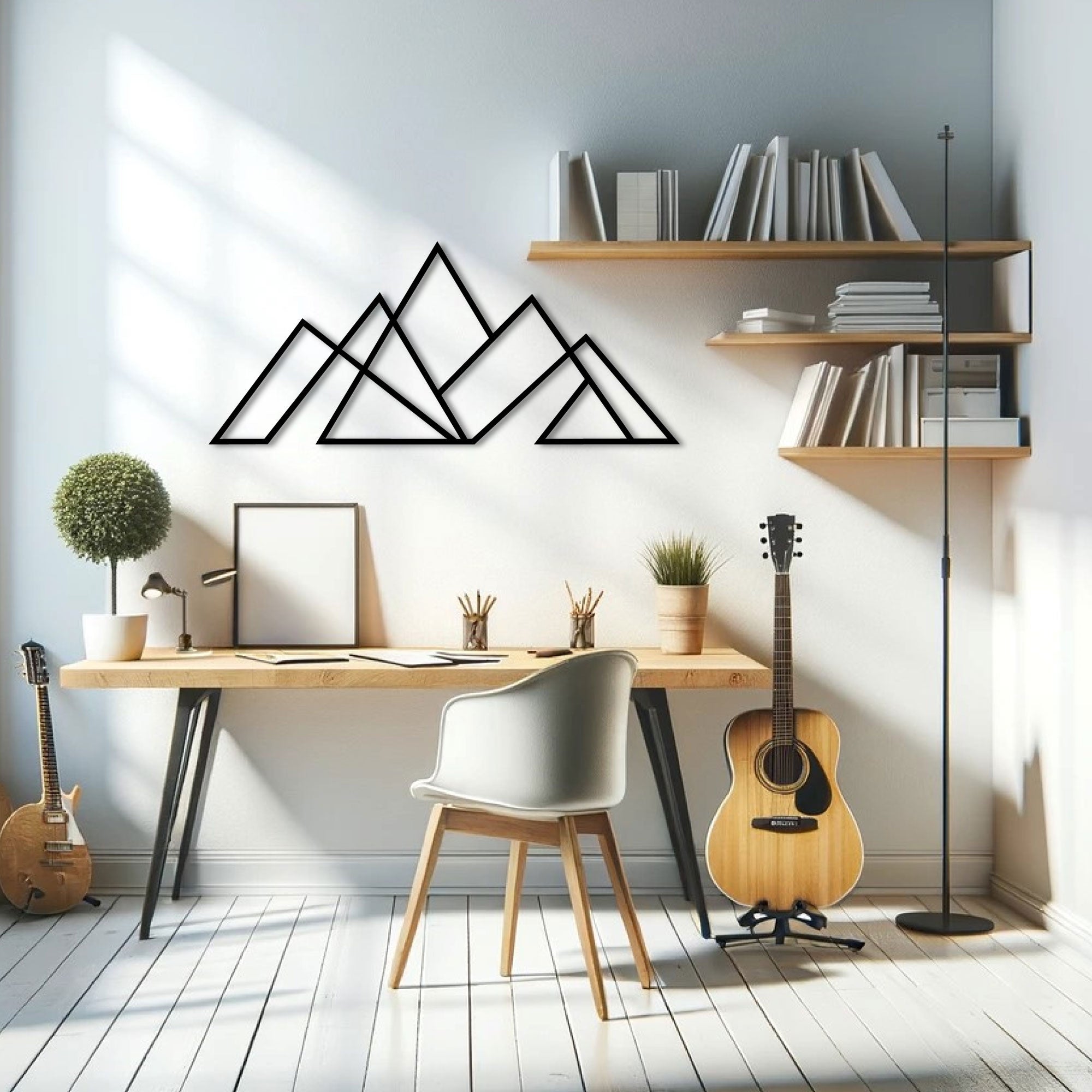 Décoration Murale en Métal - Montagne Minimaliste