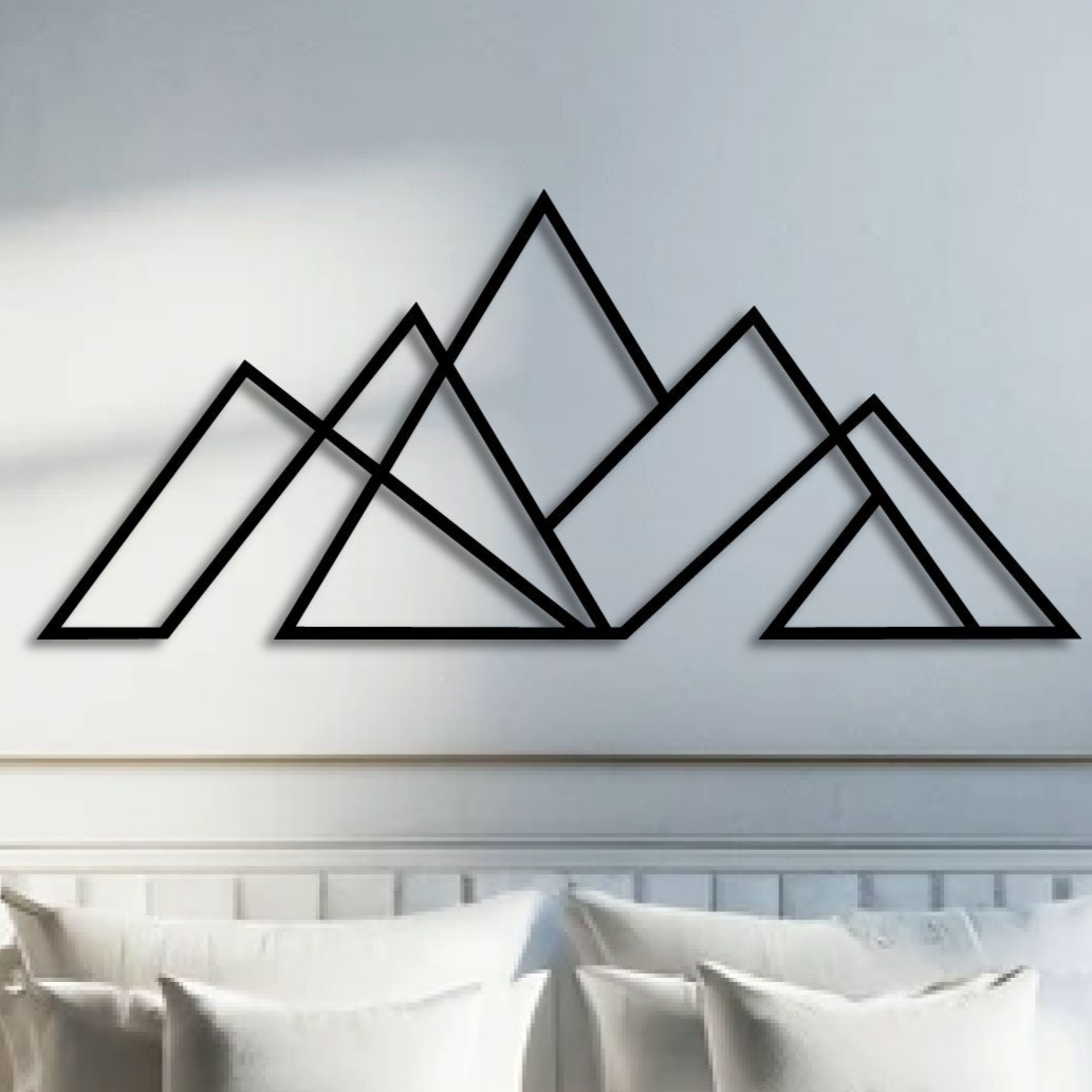 Décoration Murale en Métal - Montagne Minimaliste