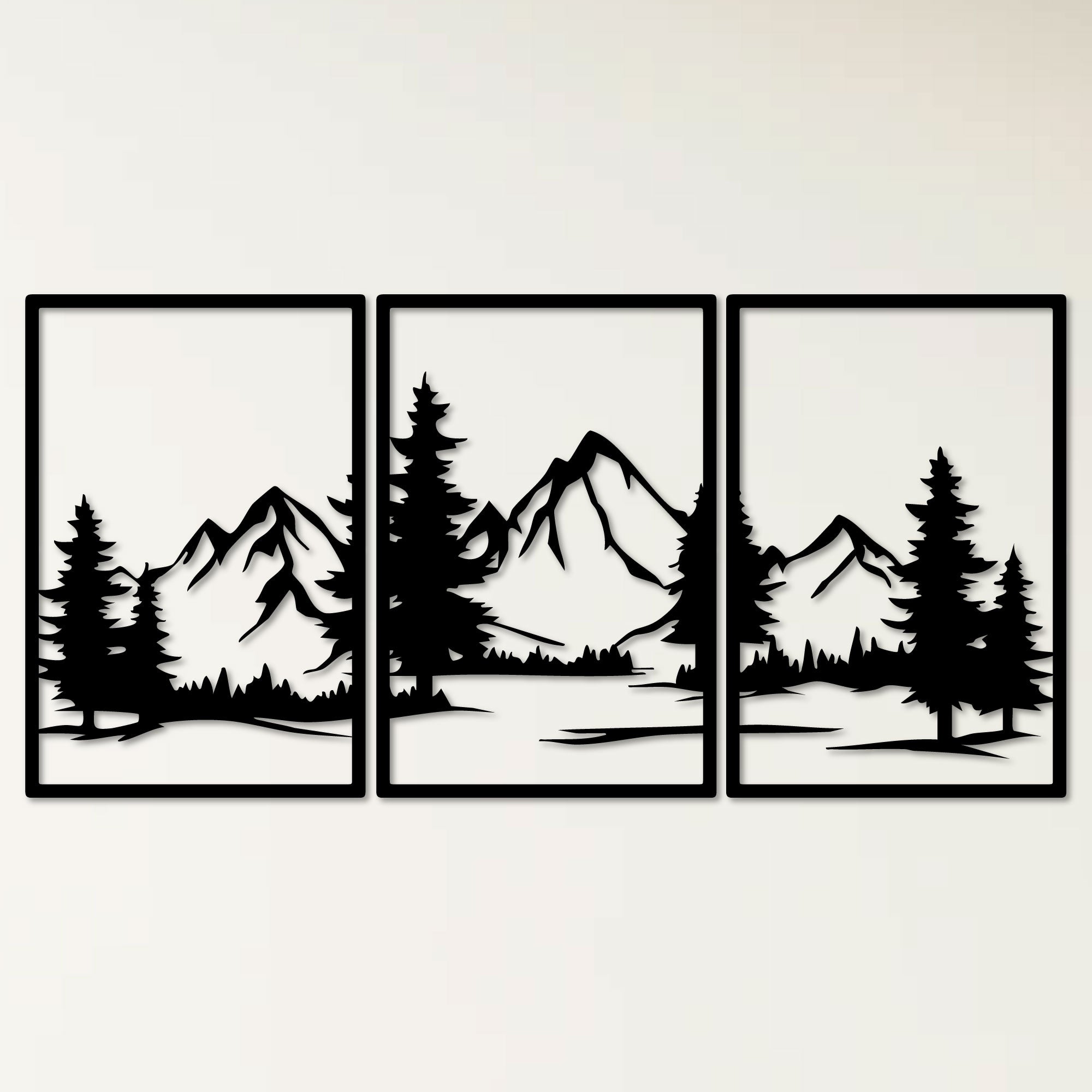 Décoration murale en métal - Triptyque montagne