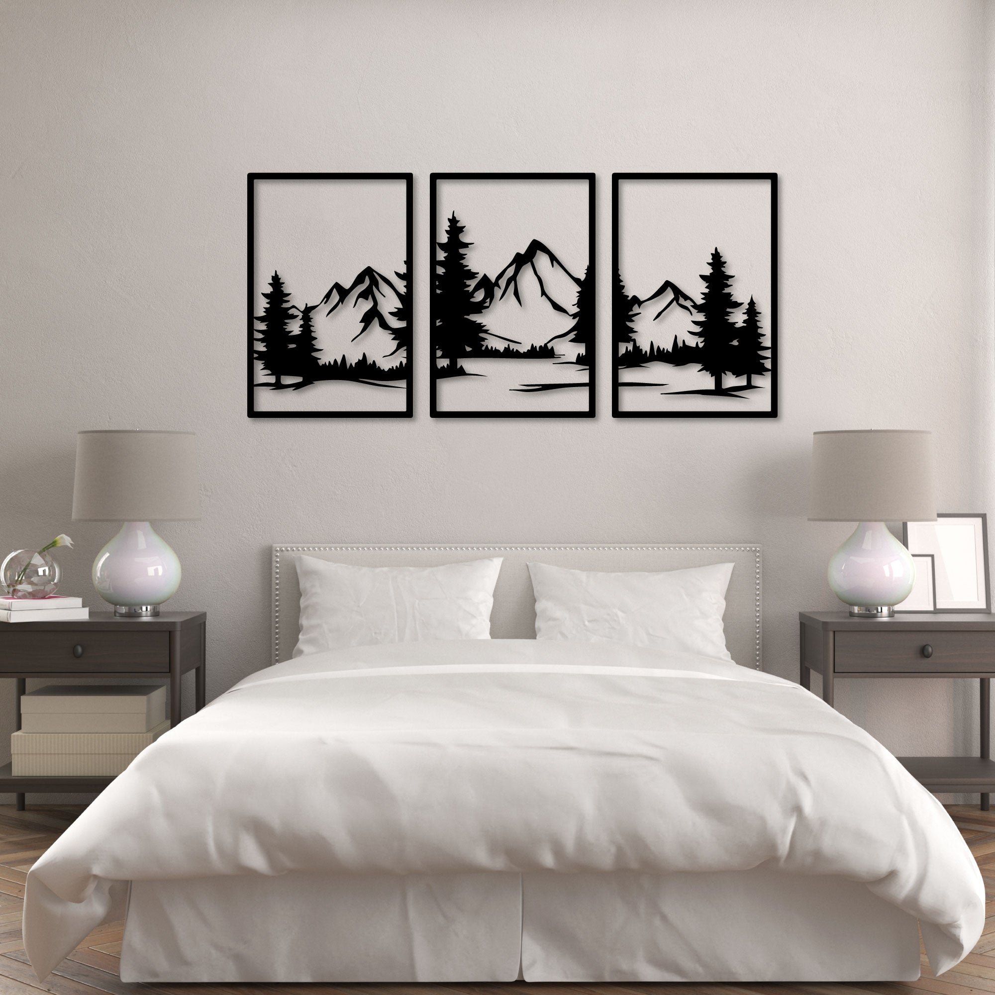 Décoration murale en métal - Triptyque montagne