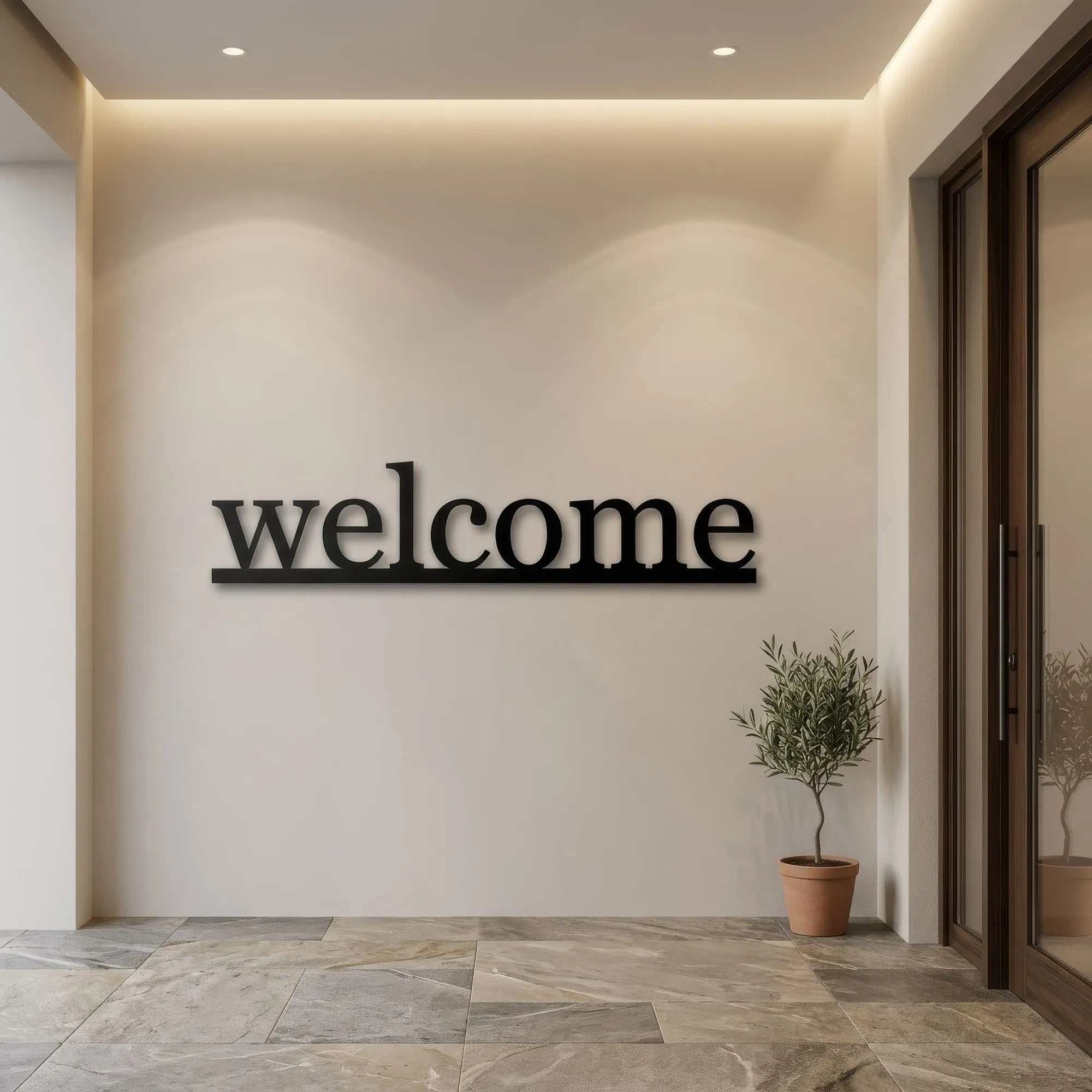 Welcome (HEY.01), Coffee Metal Wall Art
