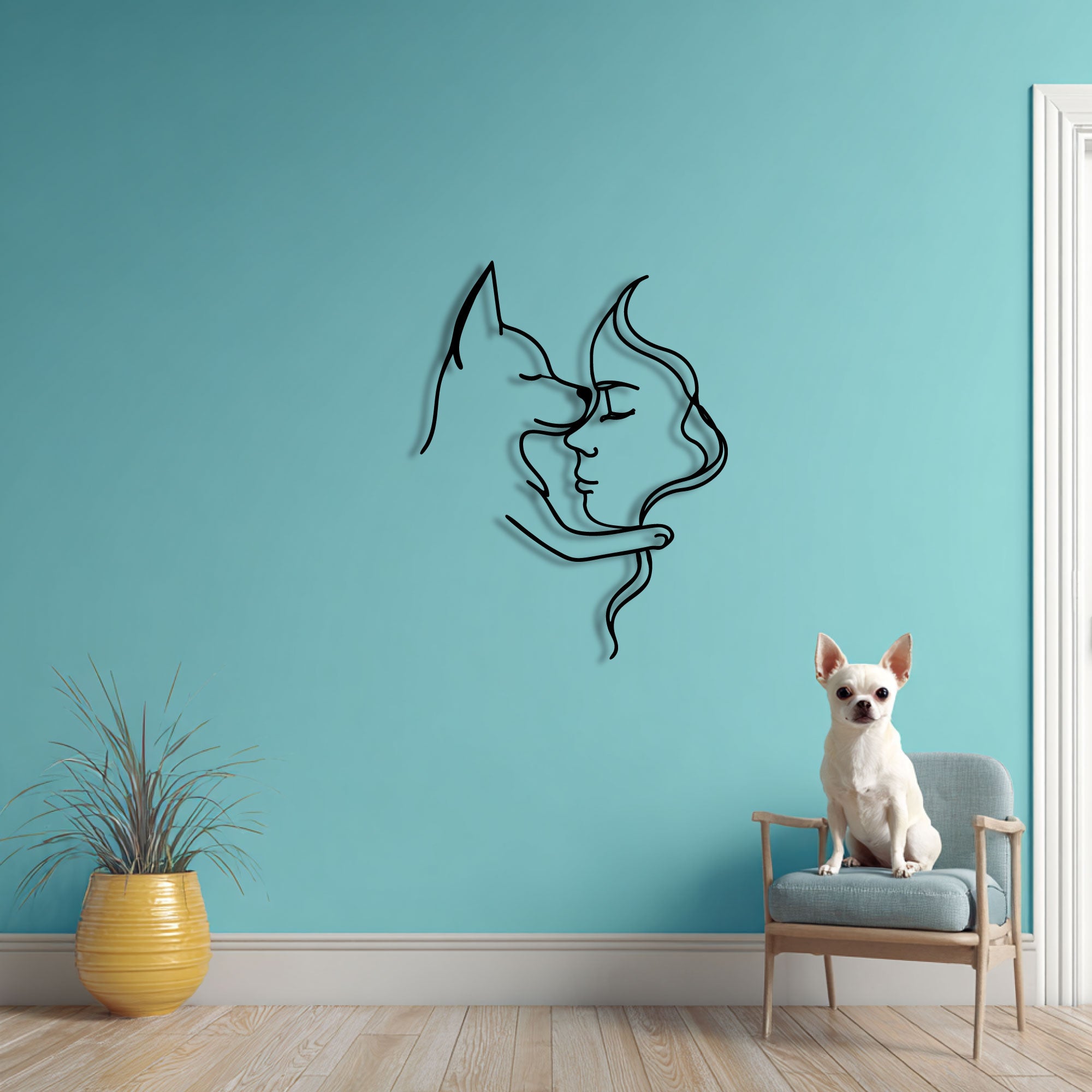 Décoration Murale Métal - Amoureux des chiens (V.02)