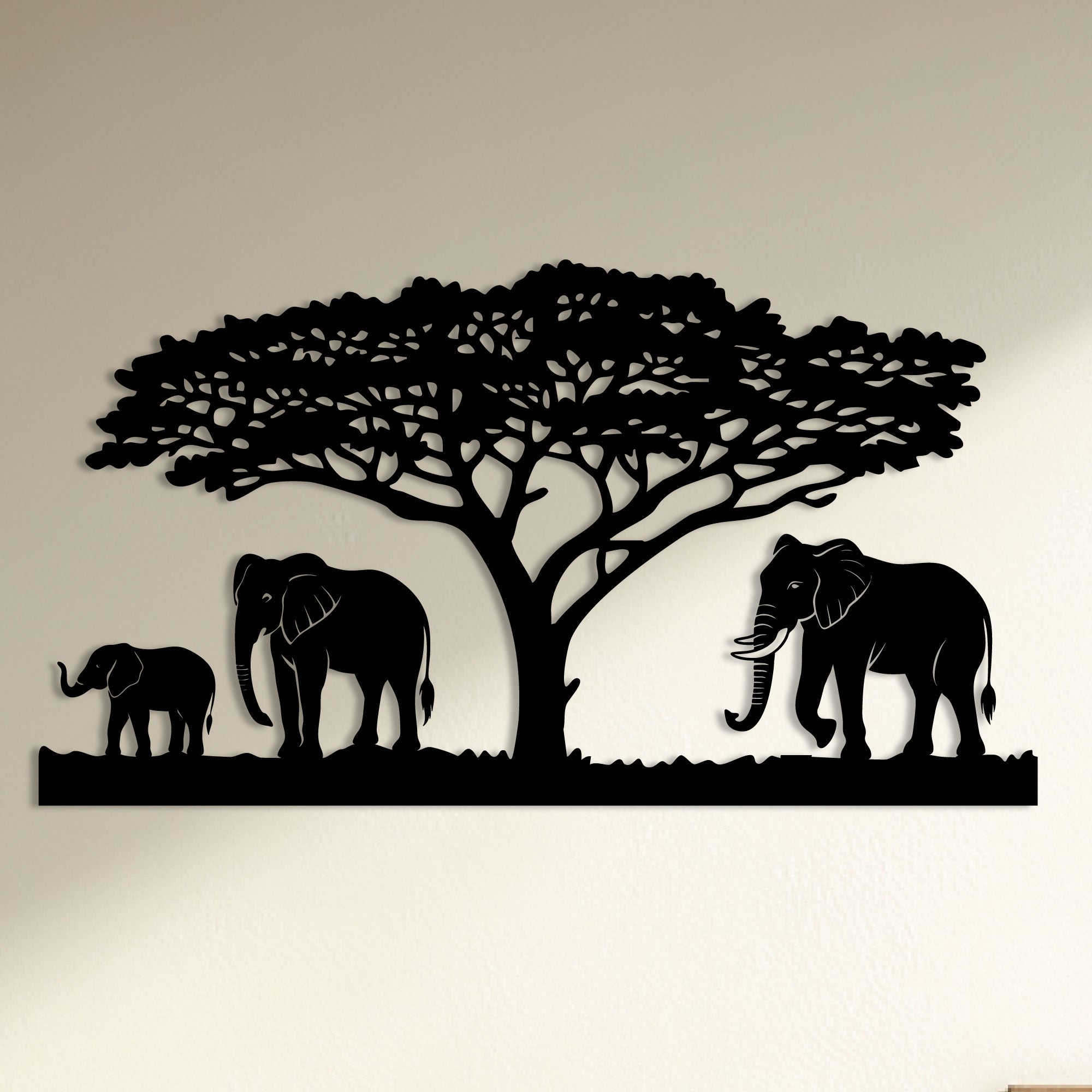 Elephant Family Metal Wall Art