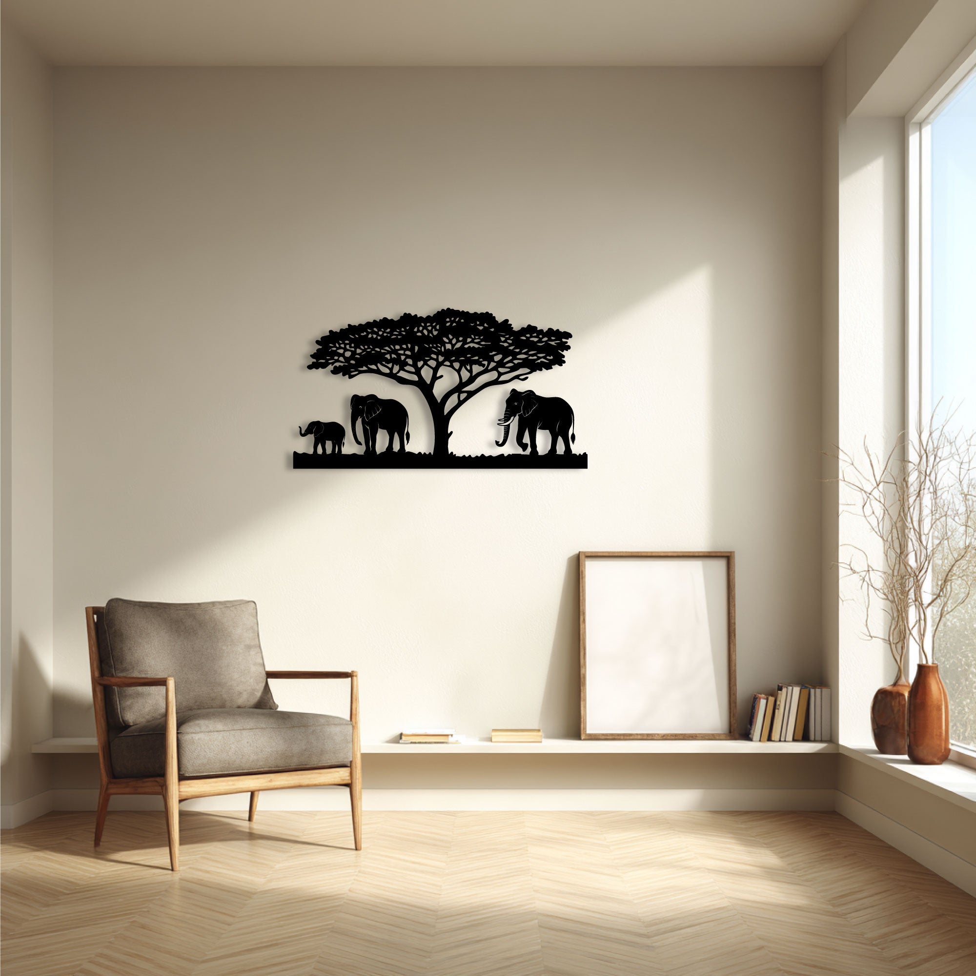 Elephant Family Metal Wall Art