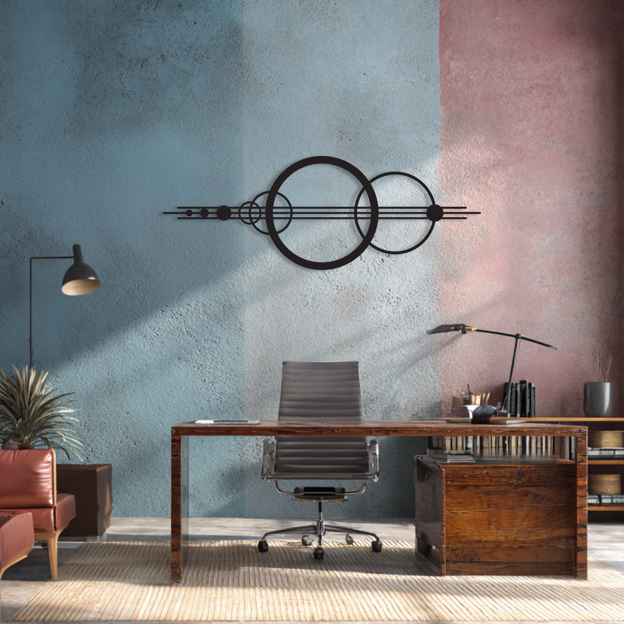 Decorazione da parete in metallo – Cerchi Geometrici