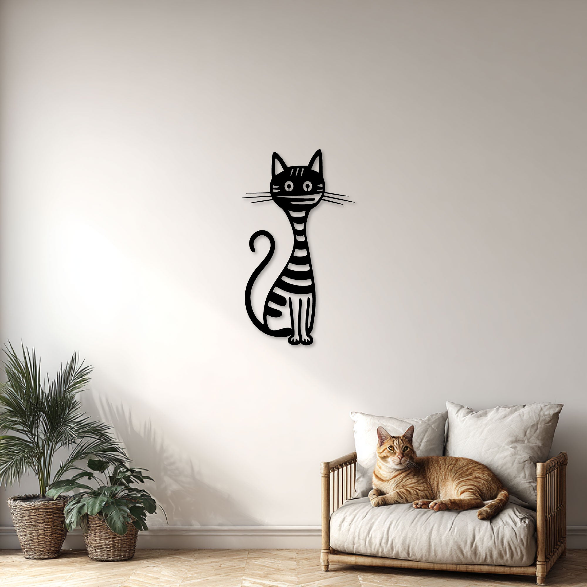 Decorazione Murale in Metallo - Gatto a Strisce