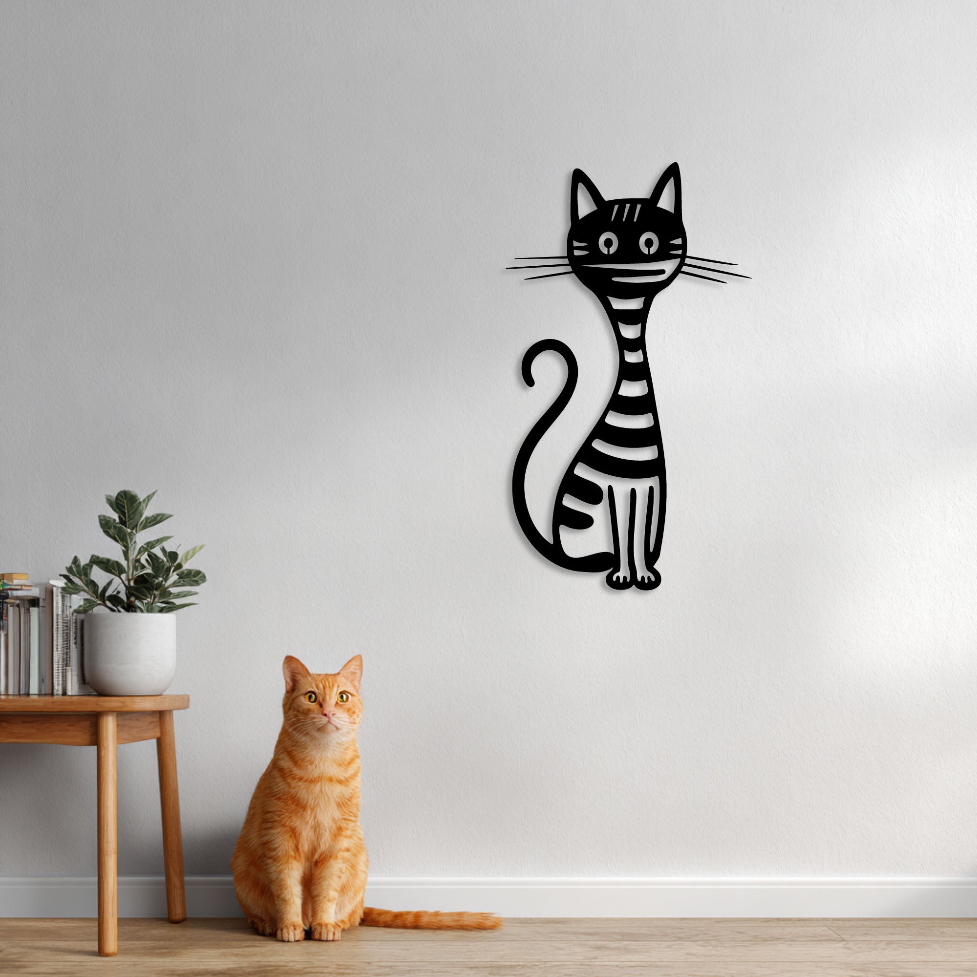 Decorazione Murale in Metallo - Gatto a Strisce