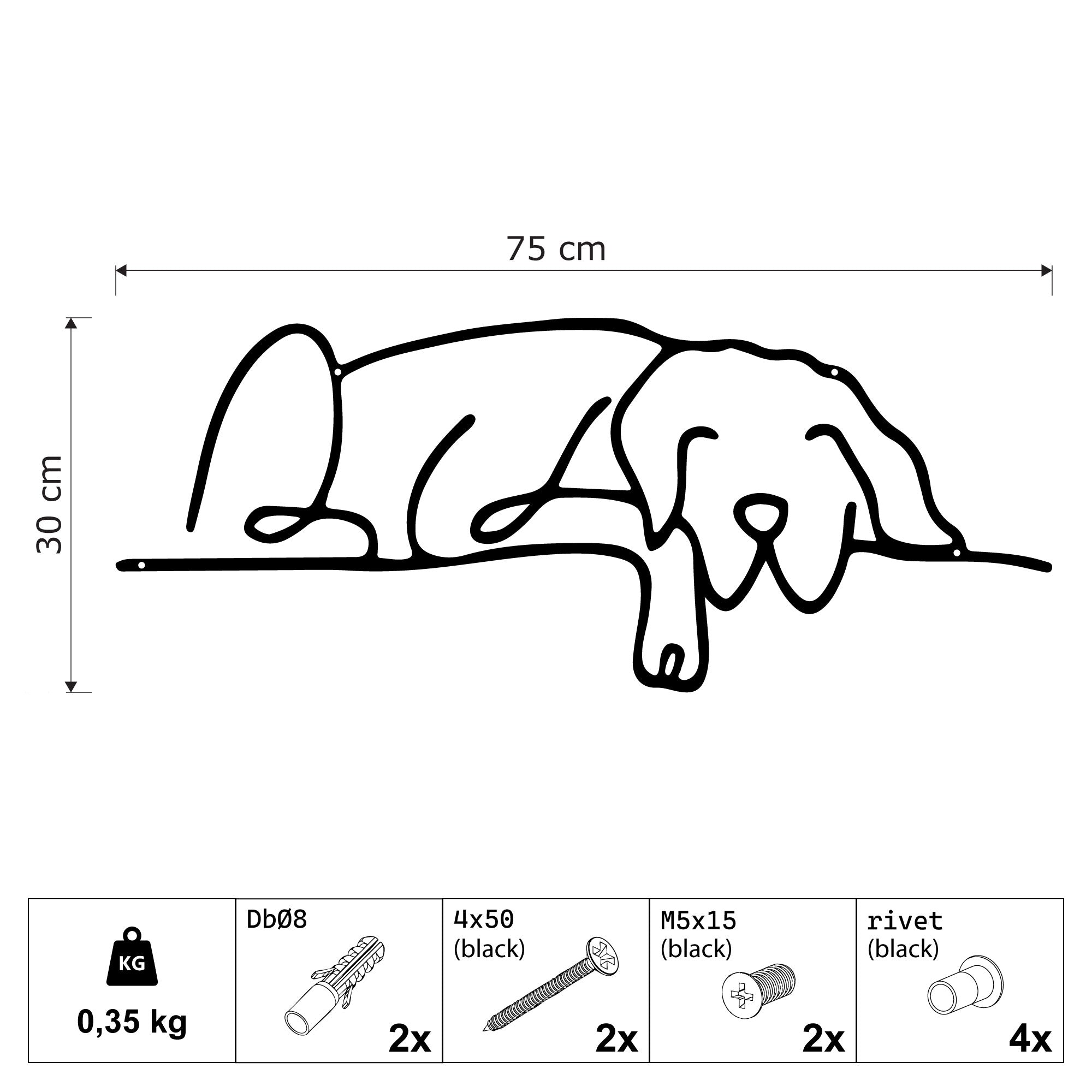 Décoration Murale en Métal - Chien Dormeur