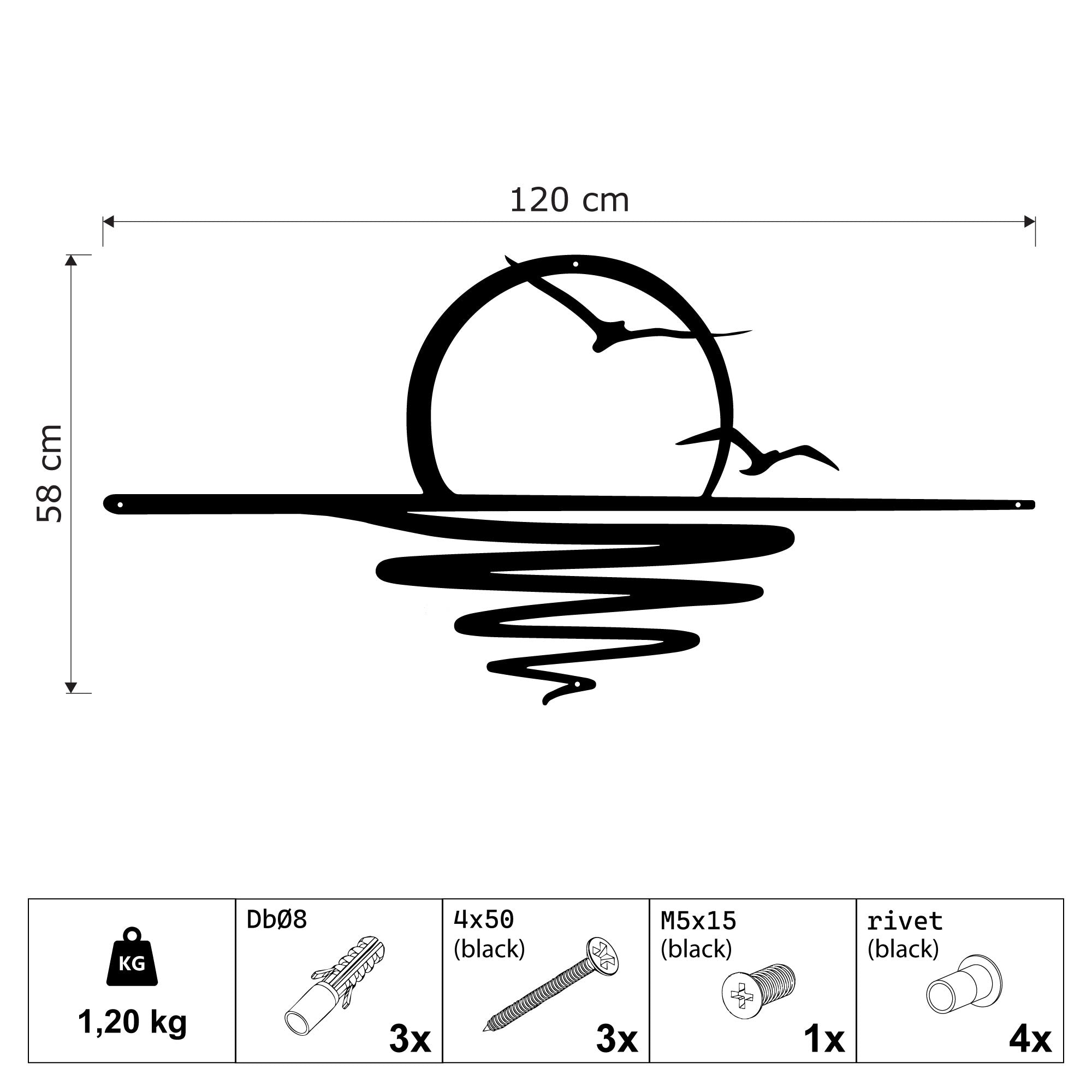 Wanddekoration aus Metall - Sonnenaufgang (SUN.04)