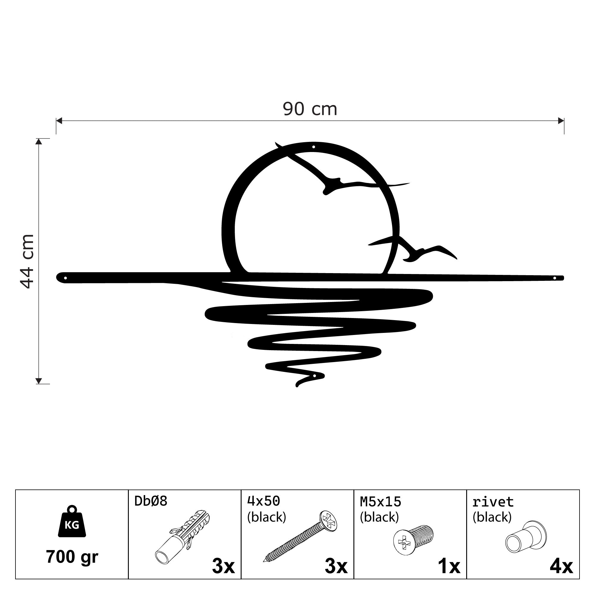 Wanddekoration aus Metall - Sonnenaufgang (SUN.04)