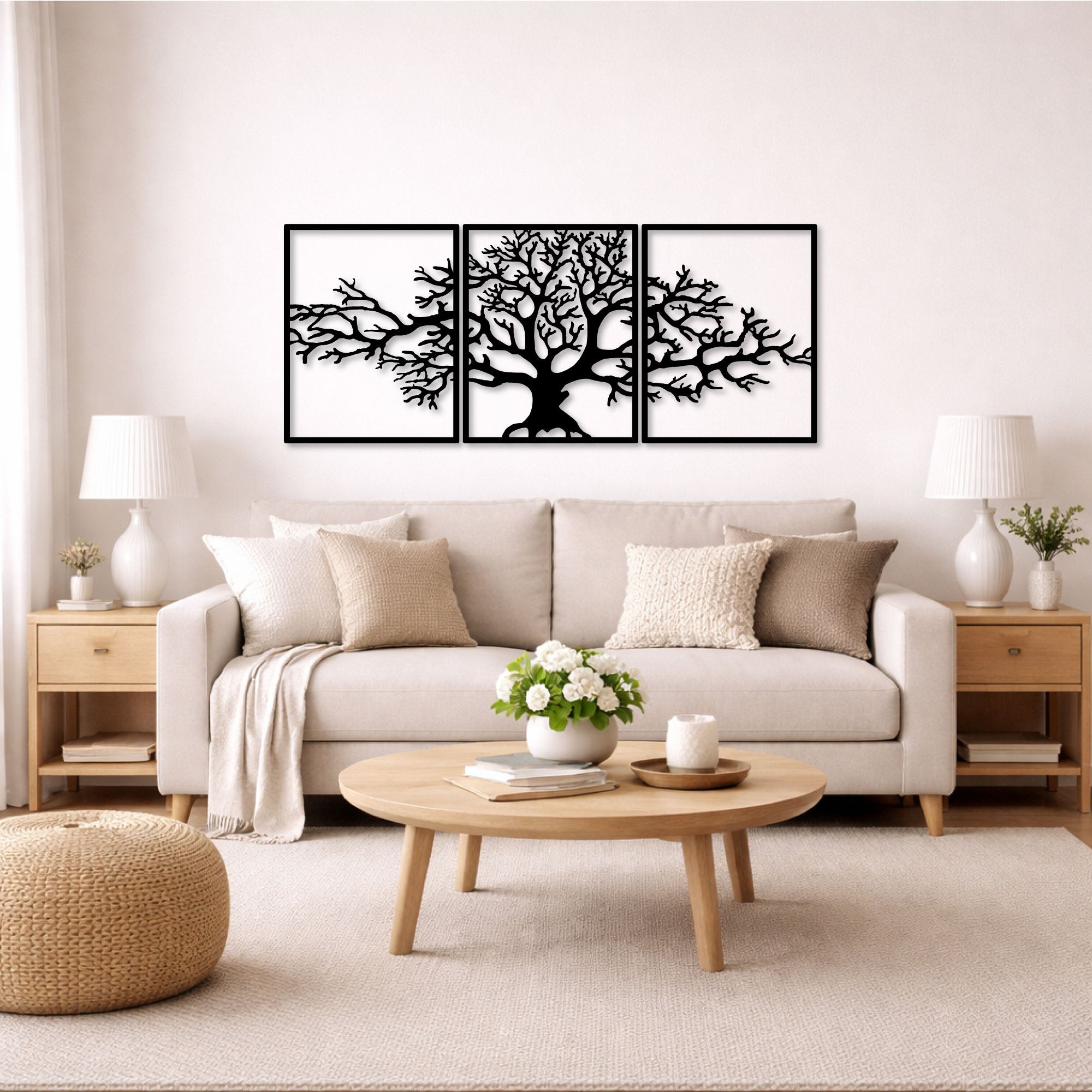 Décoration murale en métal moderne - Triptyque Arbre De Vie (P01)