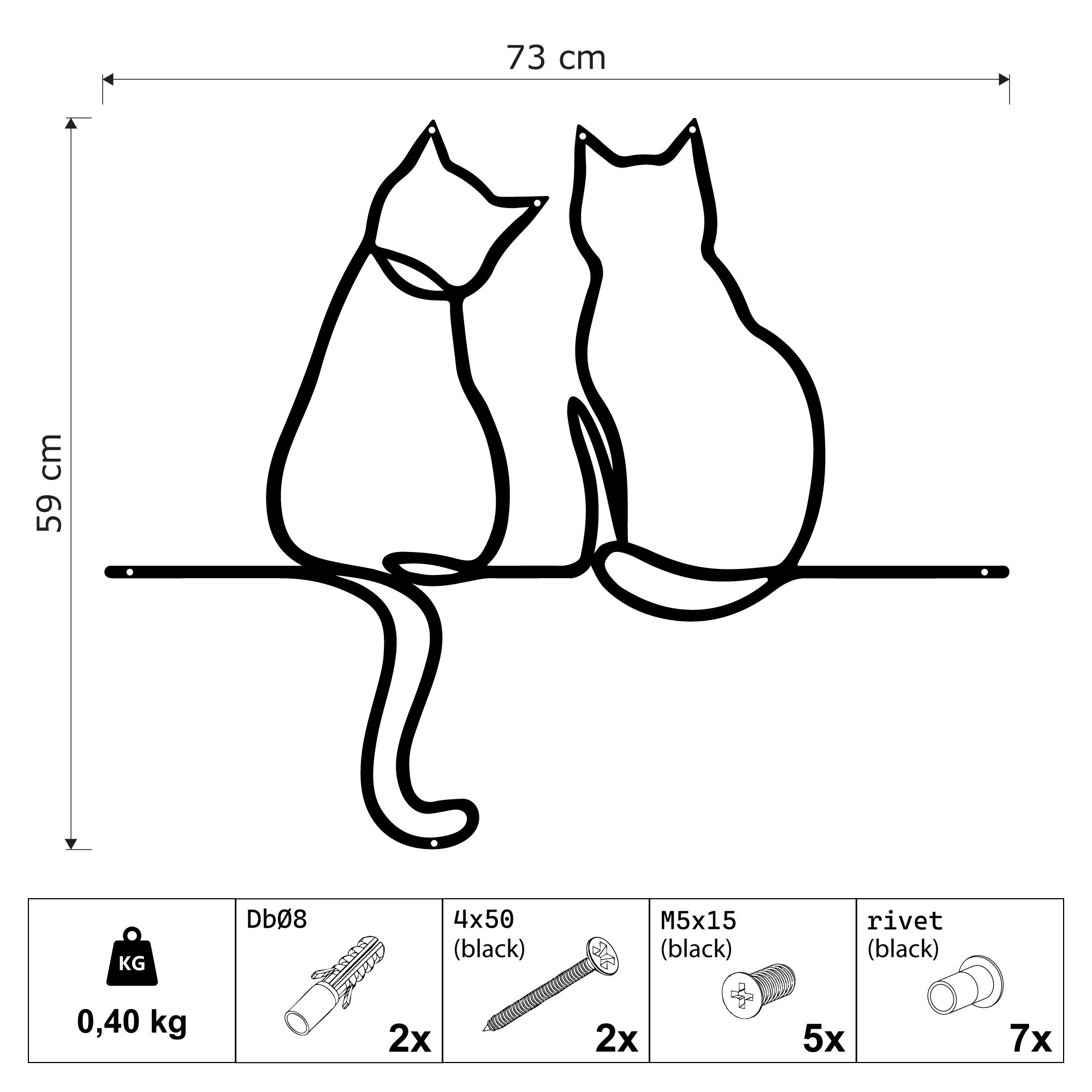 Décoration Murale en Métal - Conte de Deux Chats