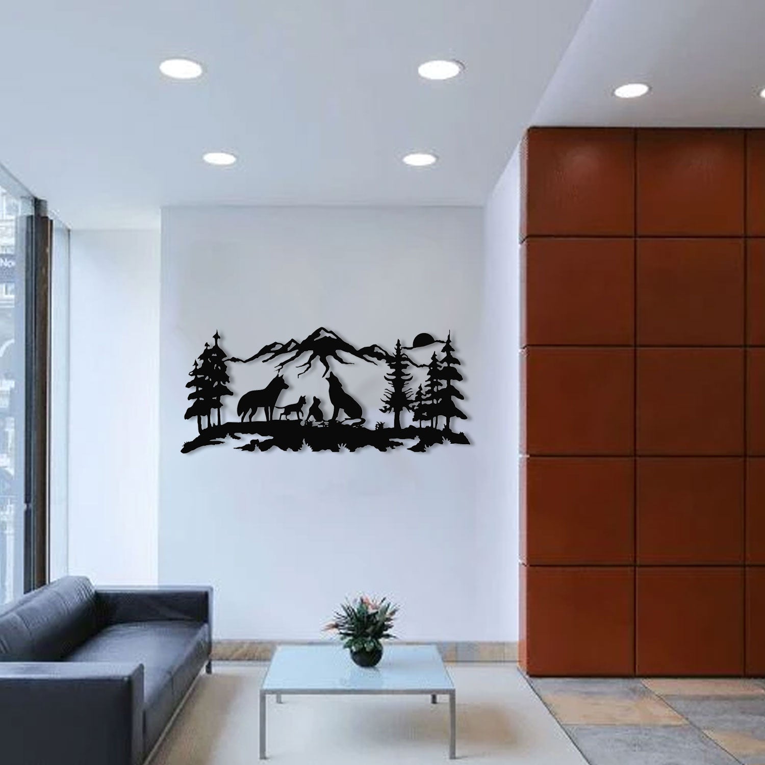 Décoration Murale en Métal - La famille de loup