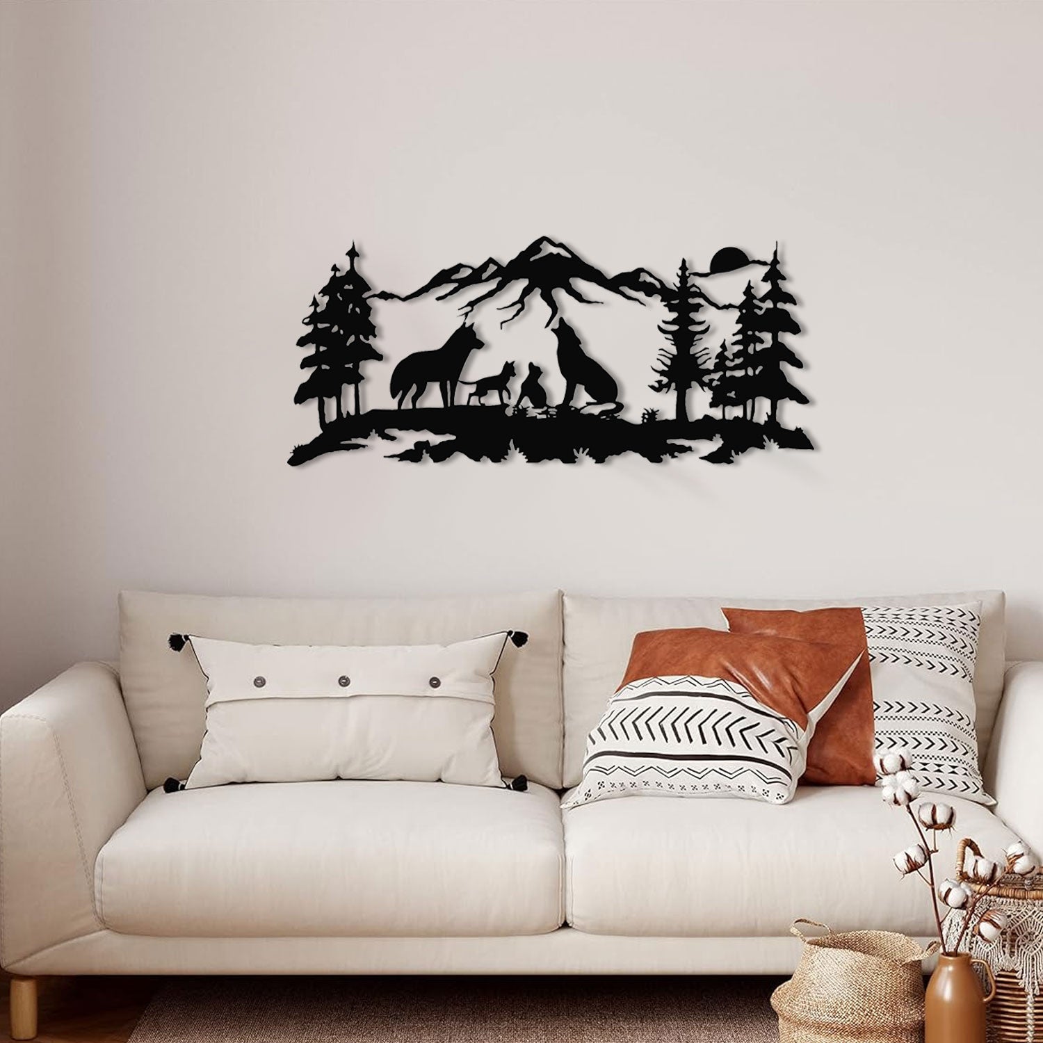 Décoration Murale en Métal - La famille de loup