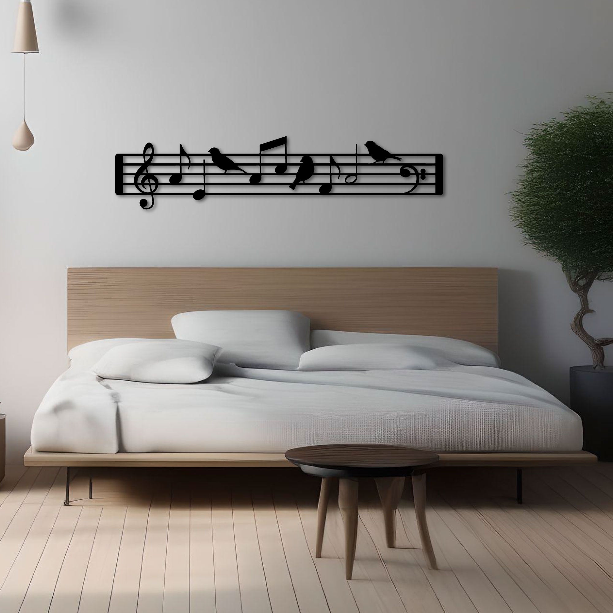 Décoration Murale en Métal - Notes de musique oiseaux