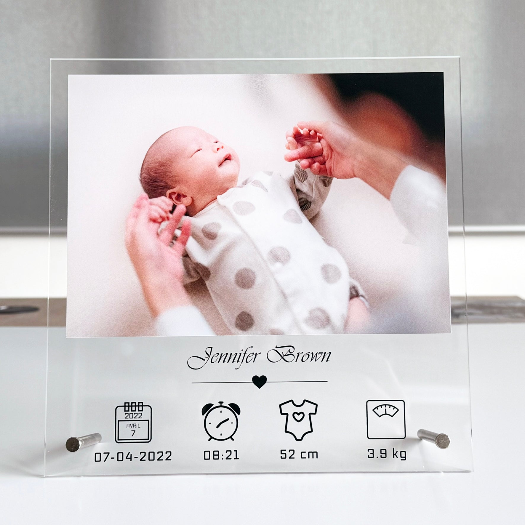 Cadre de Naissance Personnalisée sur Acrylique (V.07)