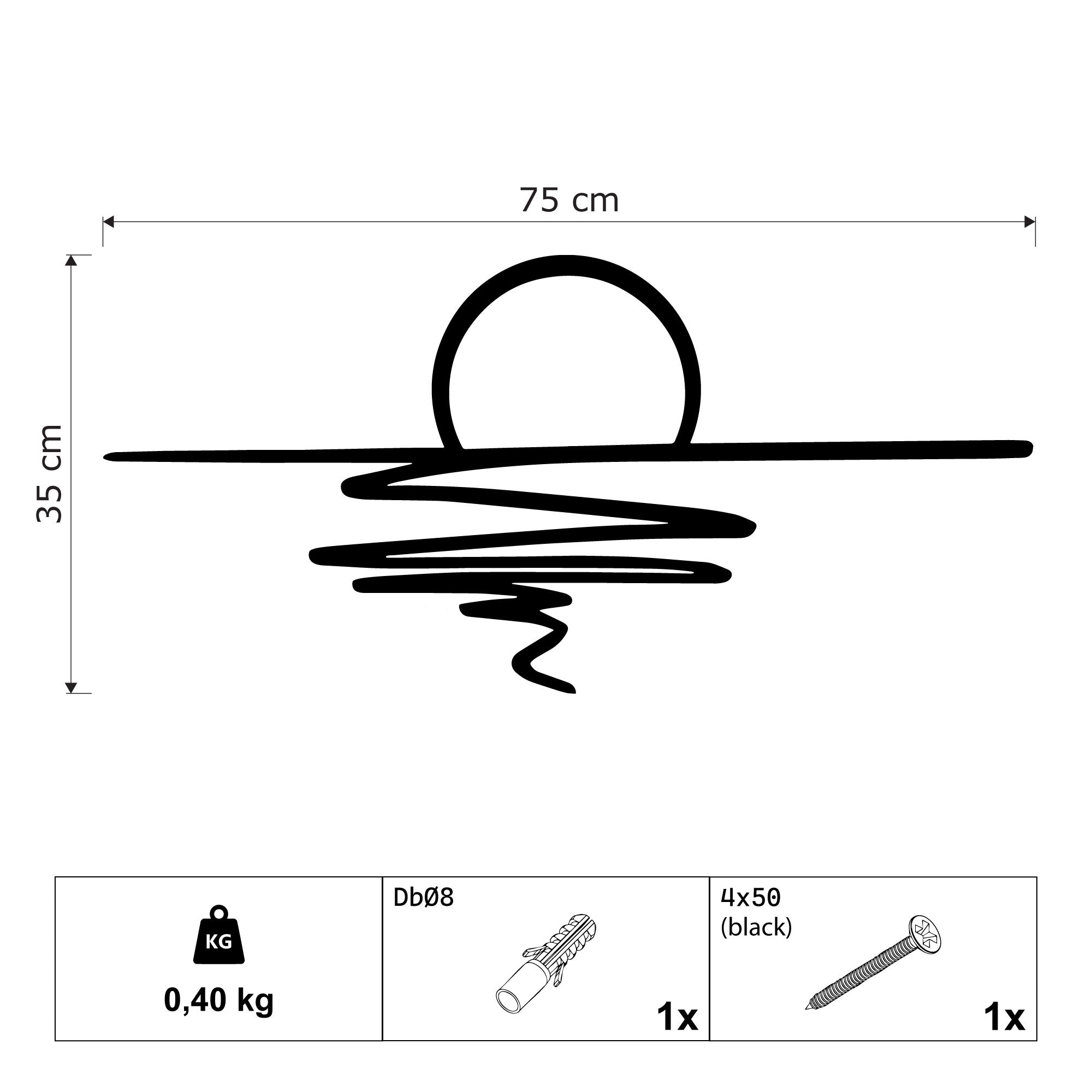 Wanddekoration aus Metall - Sonnenaufgang (SUN.01)