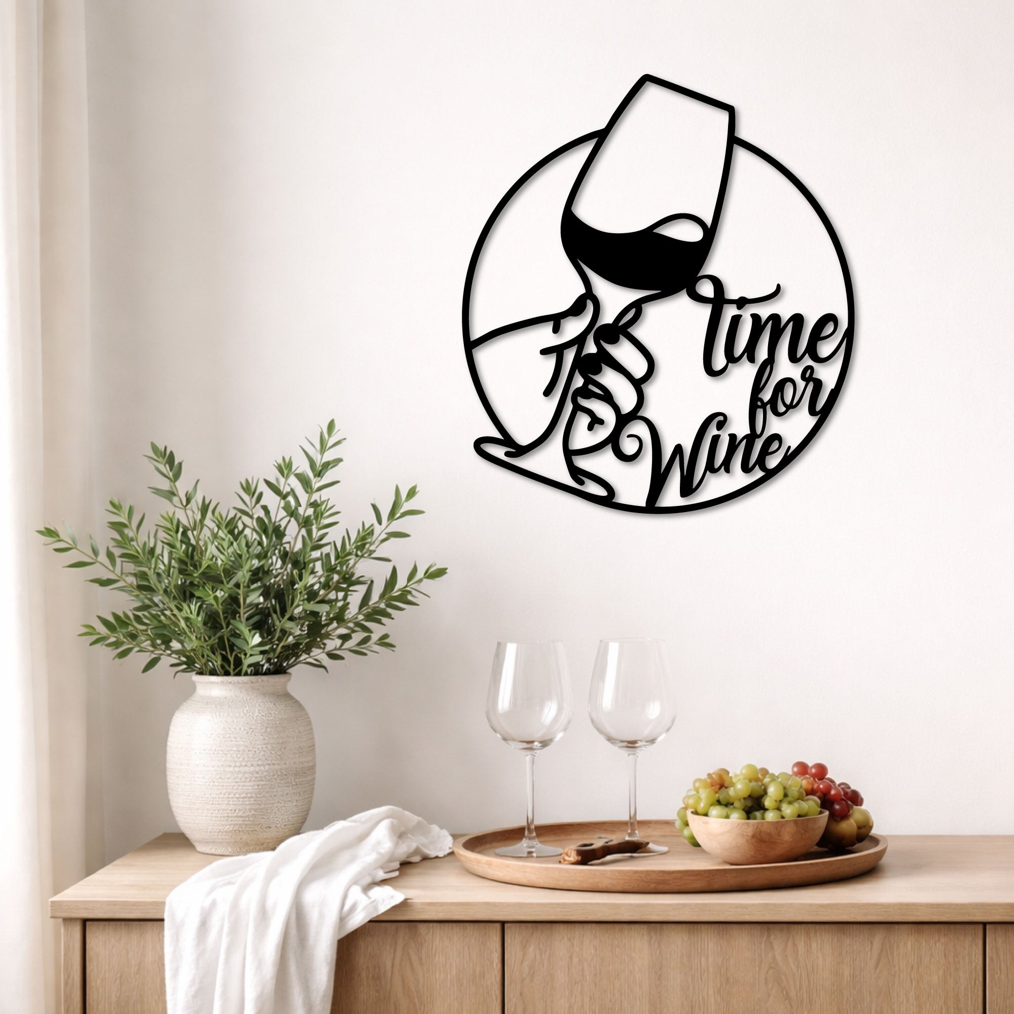 Decoración de Pared de Metal - Time for wine