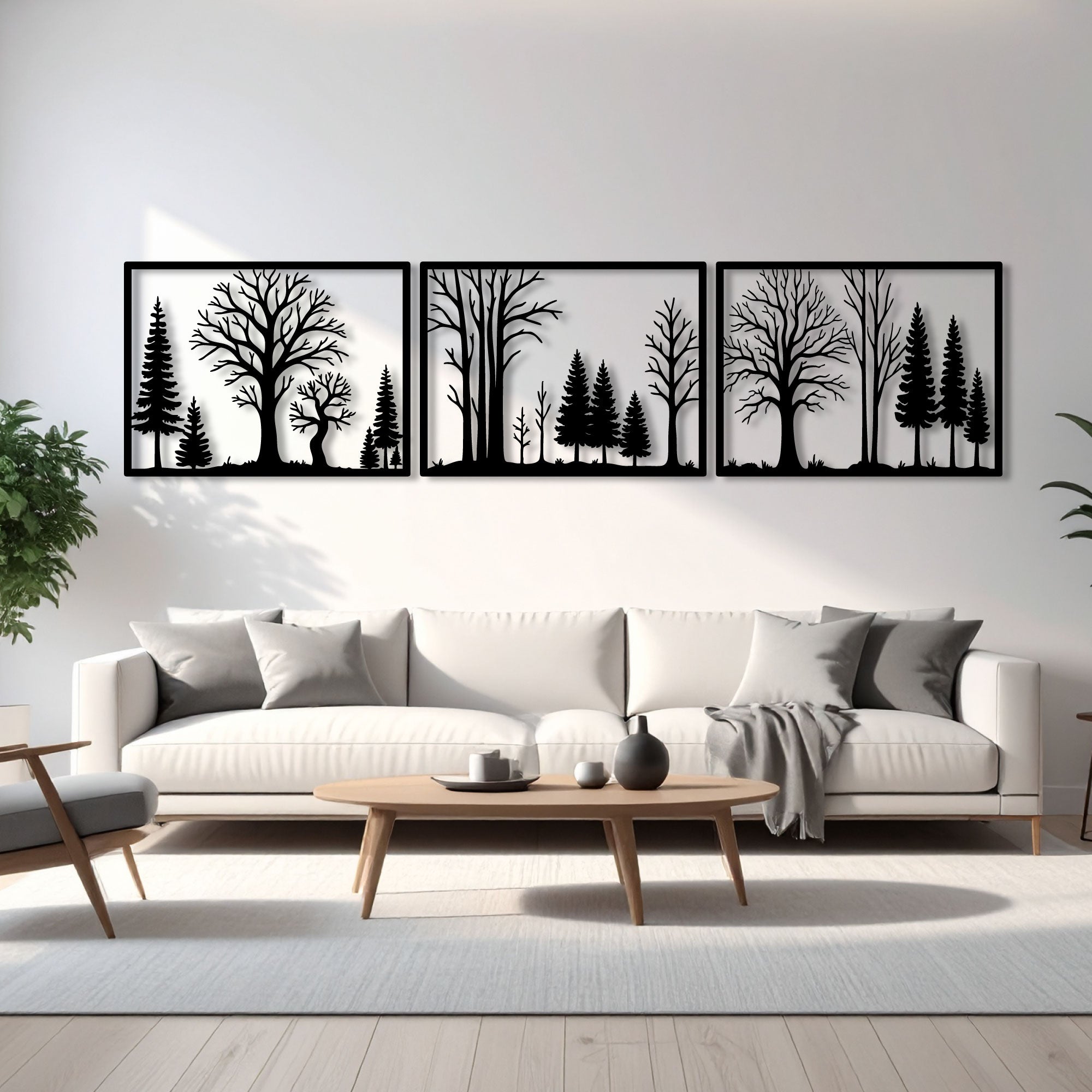 Décoration Murale en Métal - Forêt Triptyque