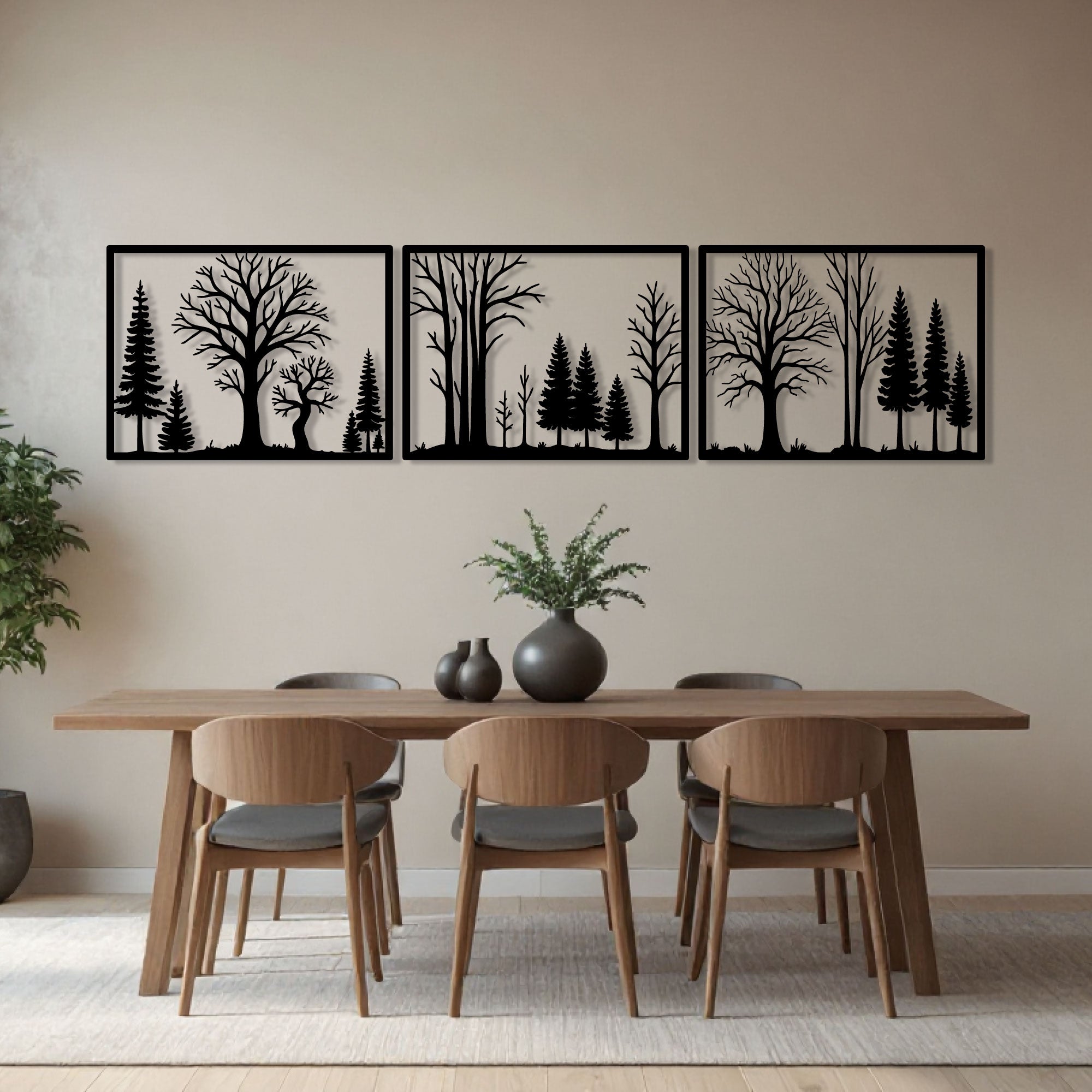 Décoration Murale en Métal - Forêt Triptyque