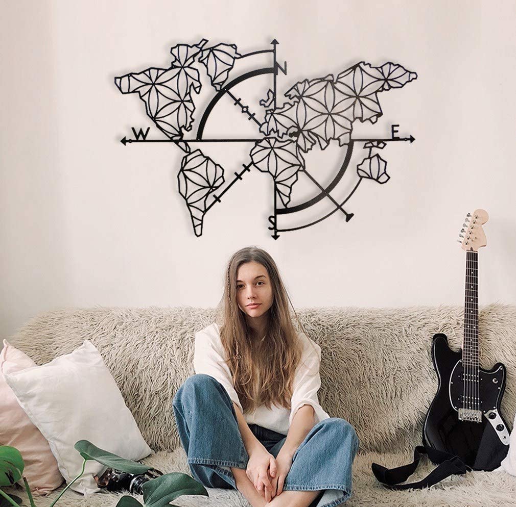 Décoration Murale en Métal - Carte du monde: Fleur