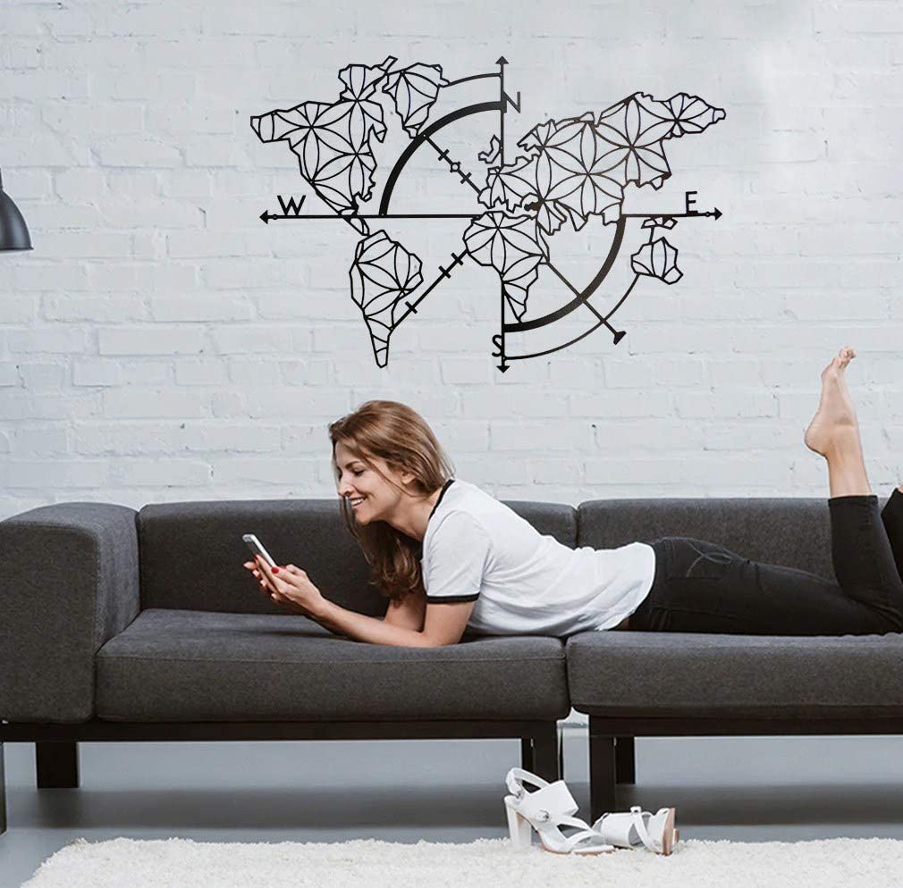 Décoration Murale en Métal - Carte du monde: Fleur