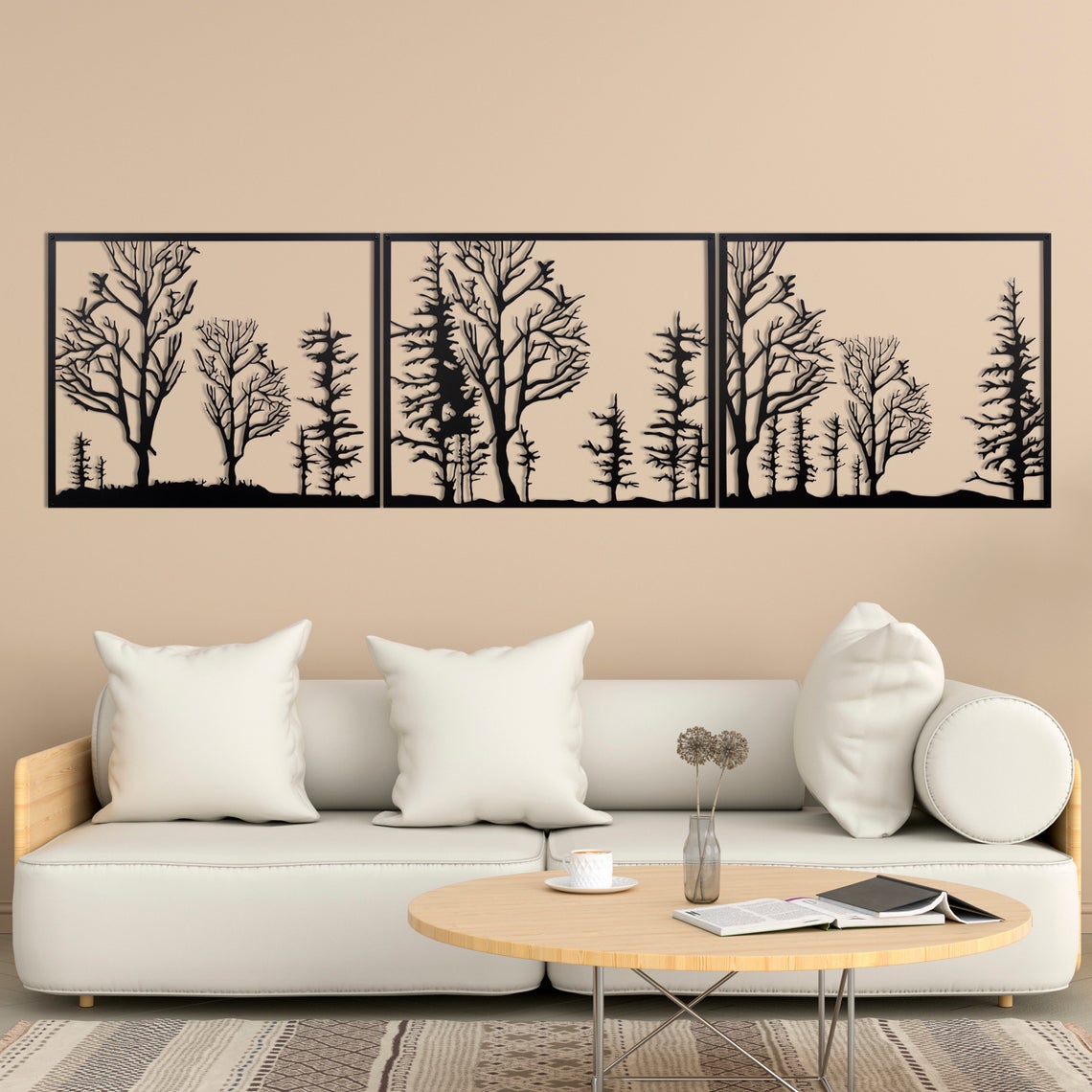 Décoration Murale en Métal - Triptyque Forêt (V.01)