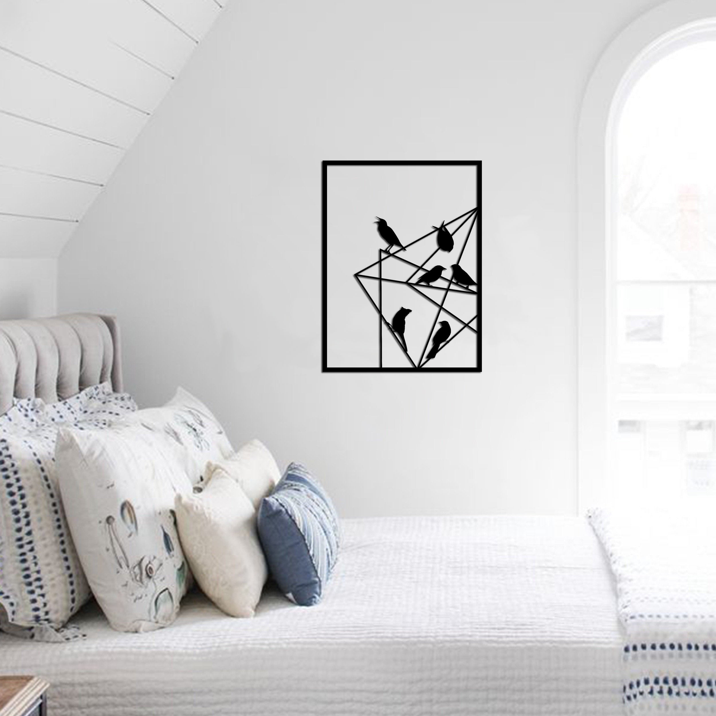 Décoration Murale en Métal - Oiseaux sur fil