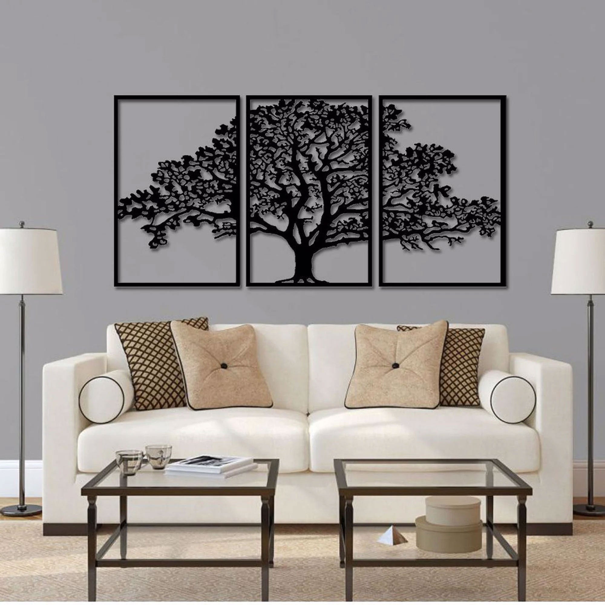Decorazione Murale in Metallo - Trittico Albero della vita (D16)