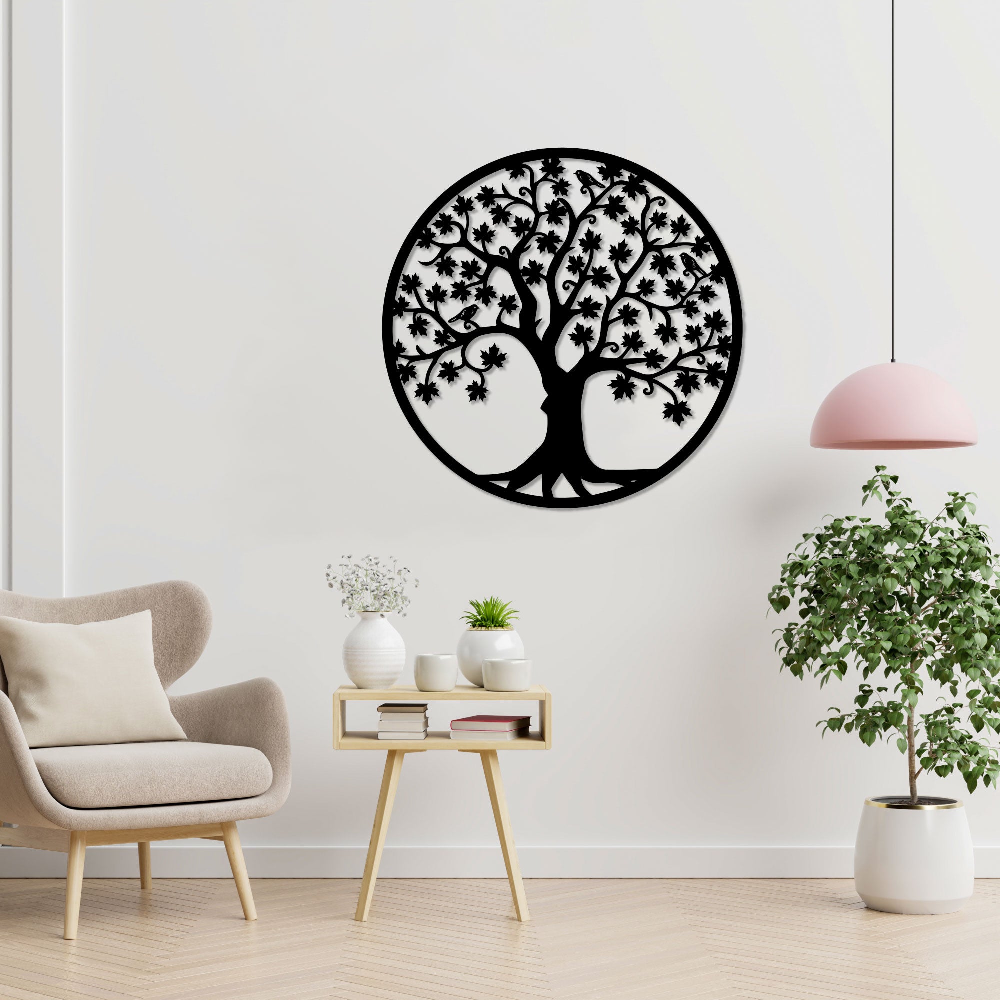 Wanddekoration aus Metall - Baum des Lebens Ahornblätter