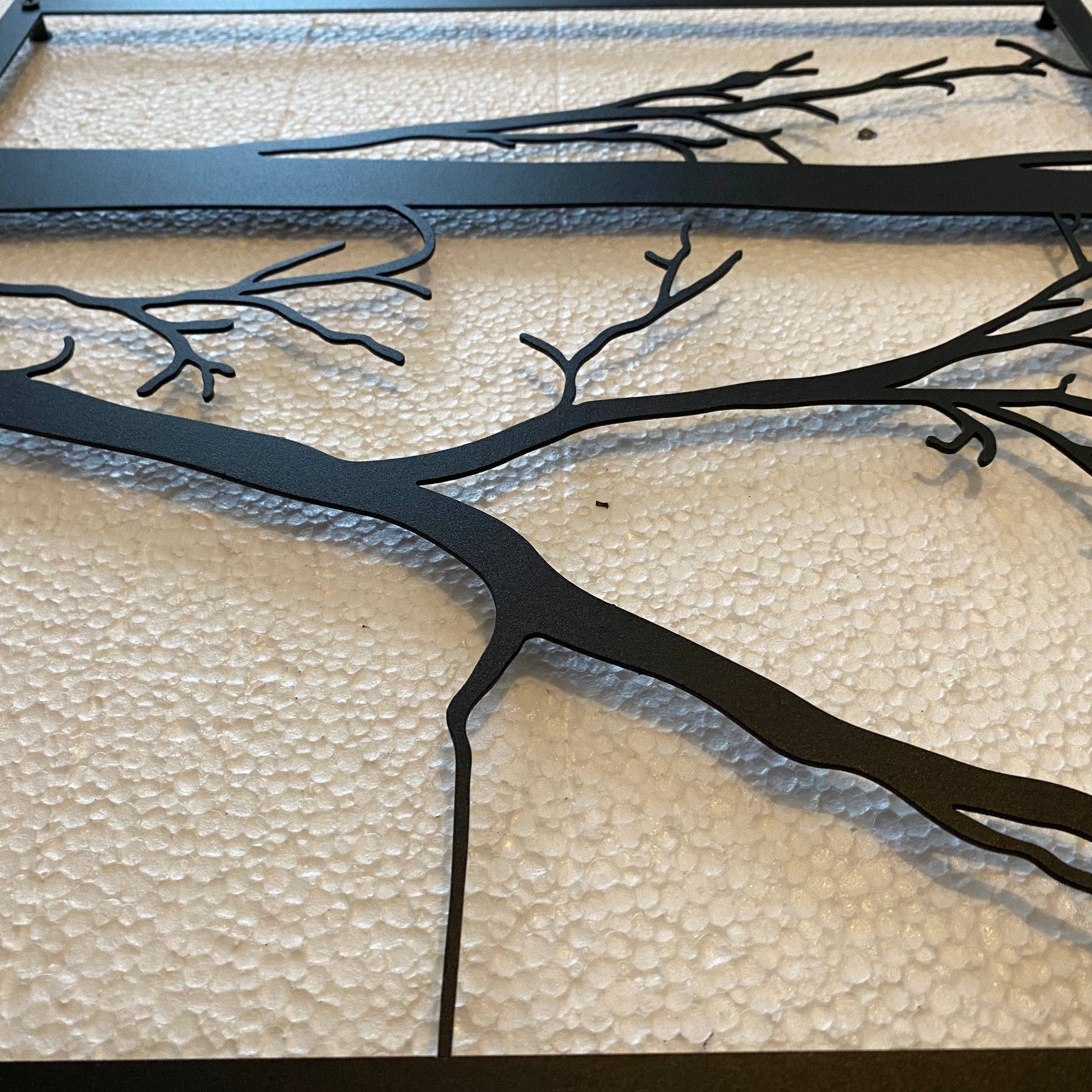 Metalen Muurdecoratie - Boom en Uil